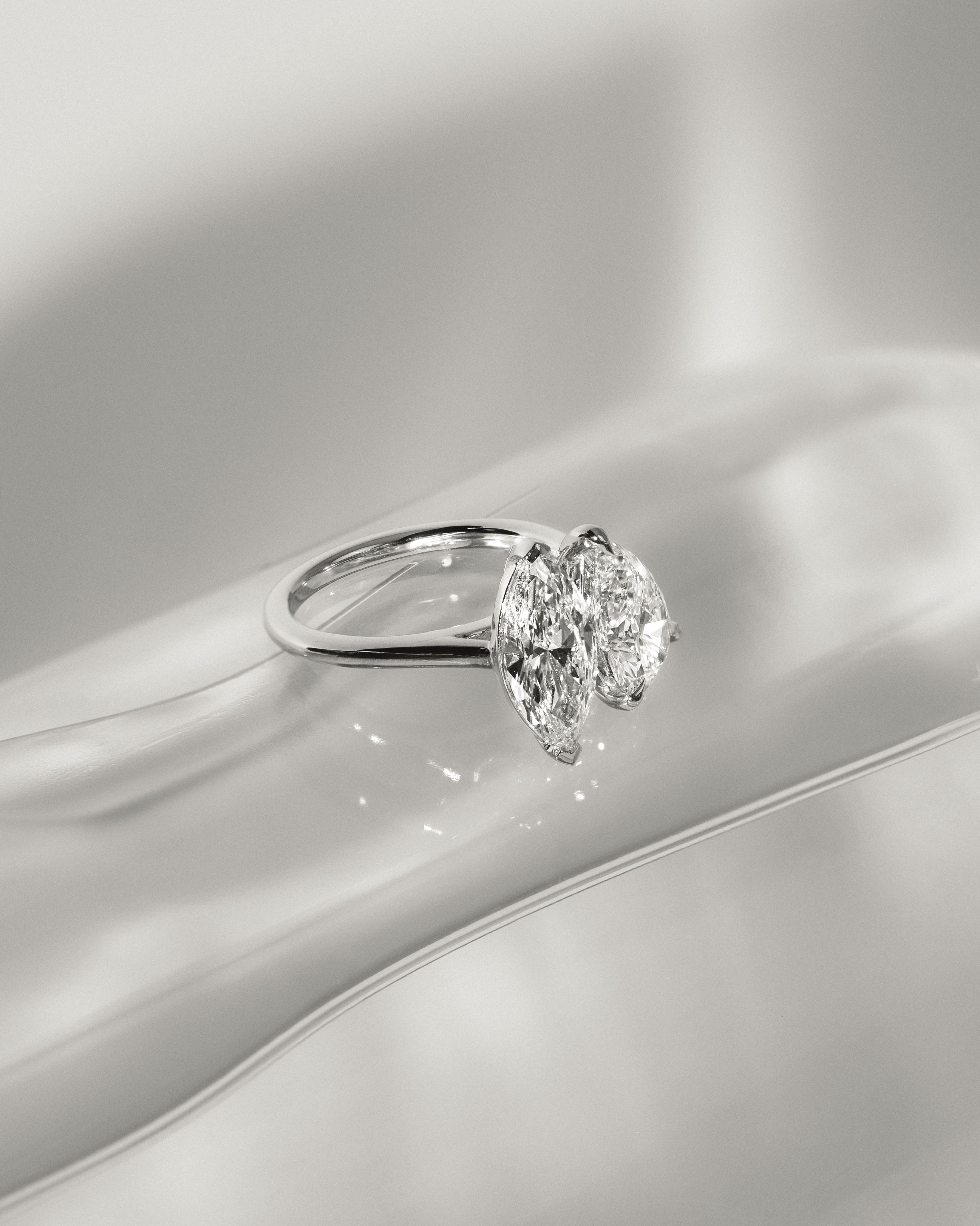 Jana - Double Setting Pear and Marquise Solitaires Lifestyle Image