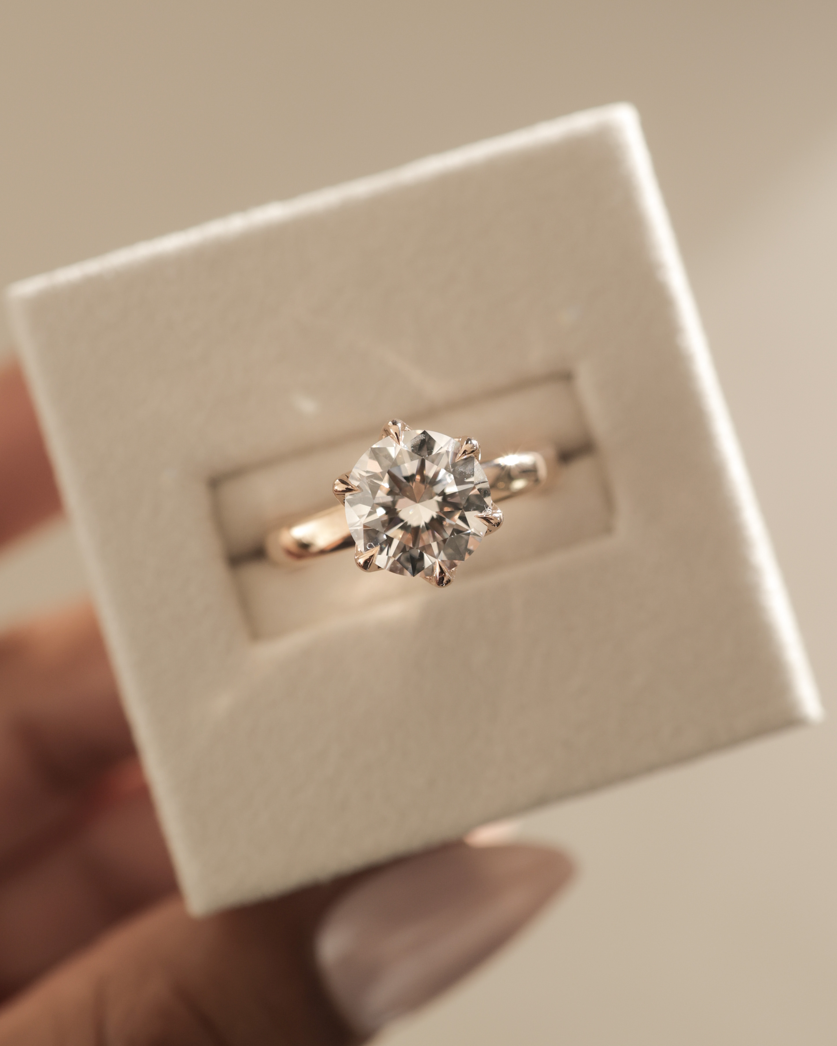 Jayden - 6 Claw Round Solitaire with Cigar Band Lifestyle Image