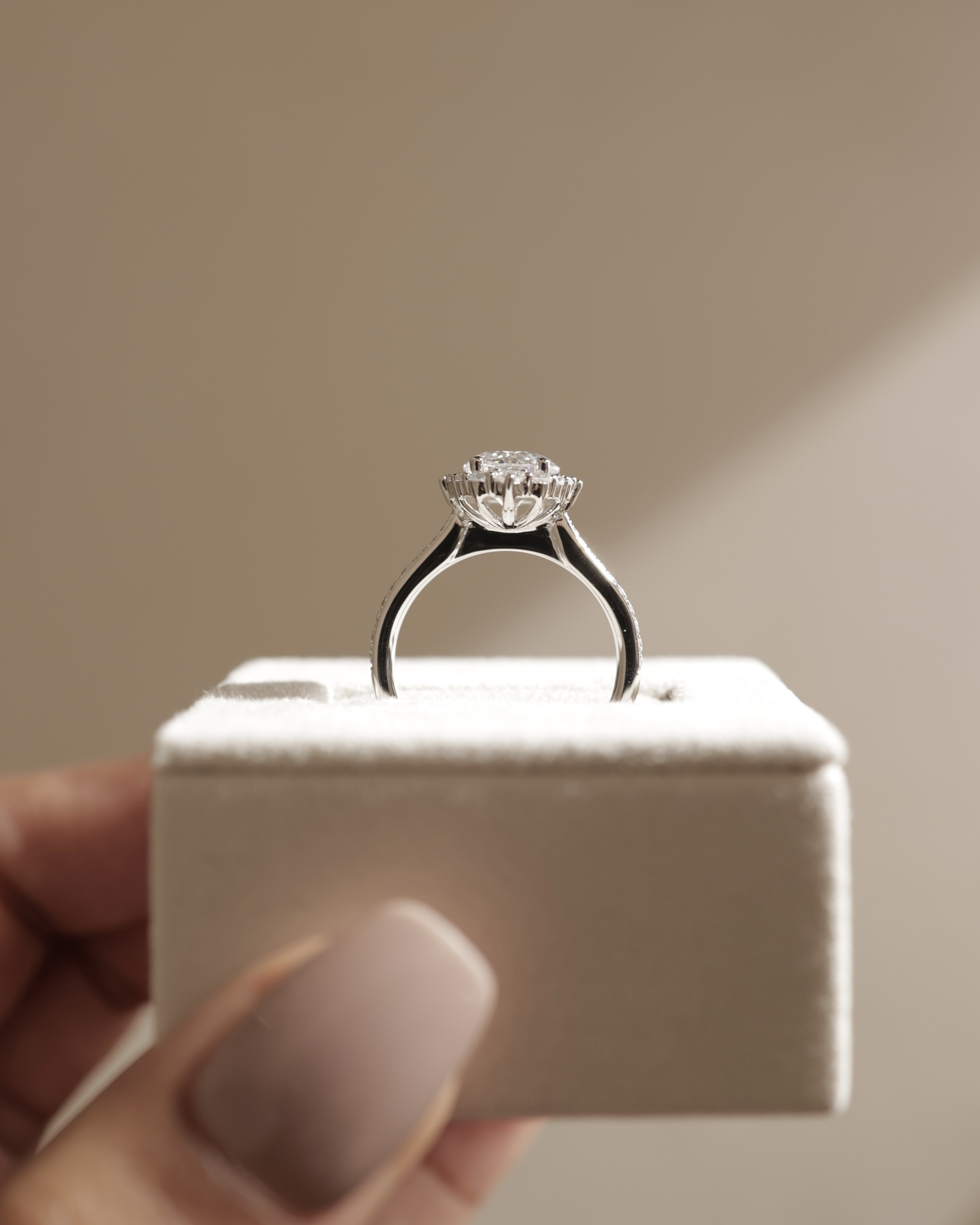 Jessica  Vintage-Style Round Halo with Pav Lifestyle Image