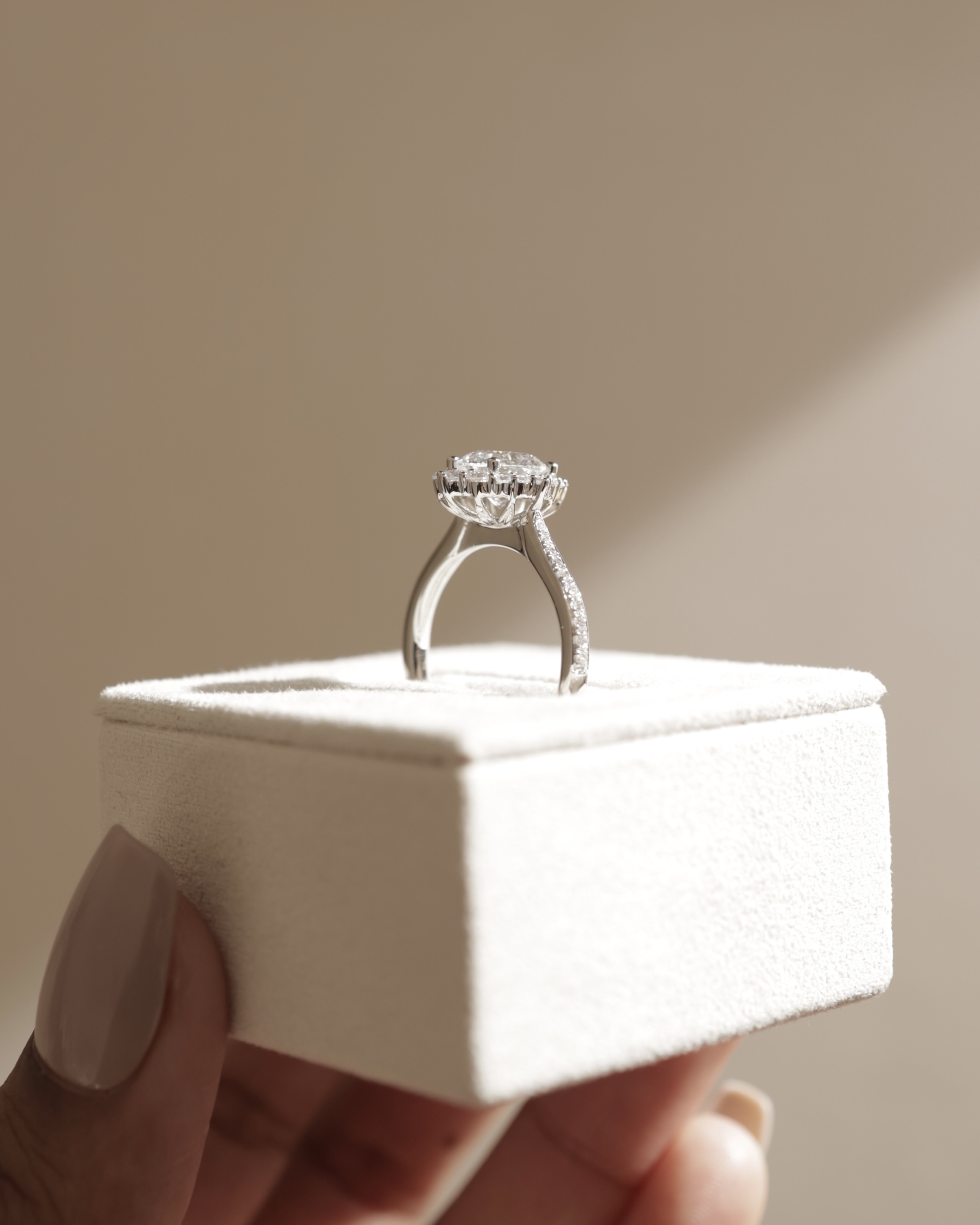 Jessica  Vintage-Style Round Halo with Pav Lifestyle Image