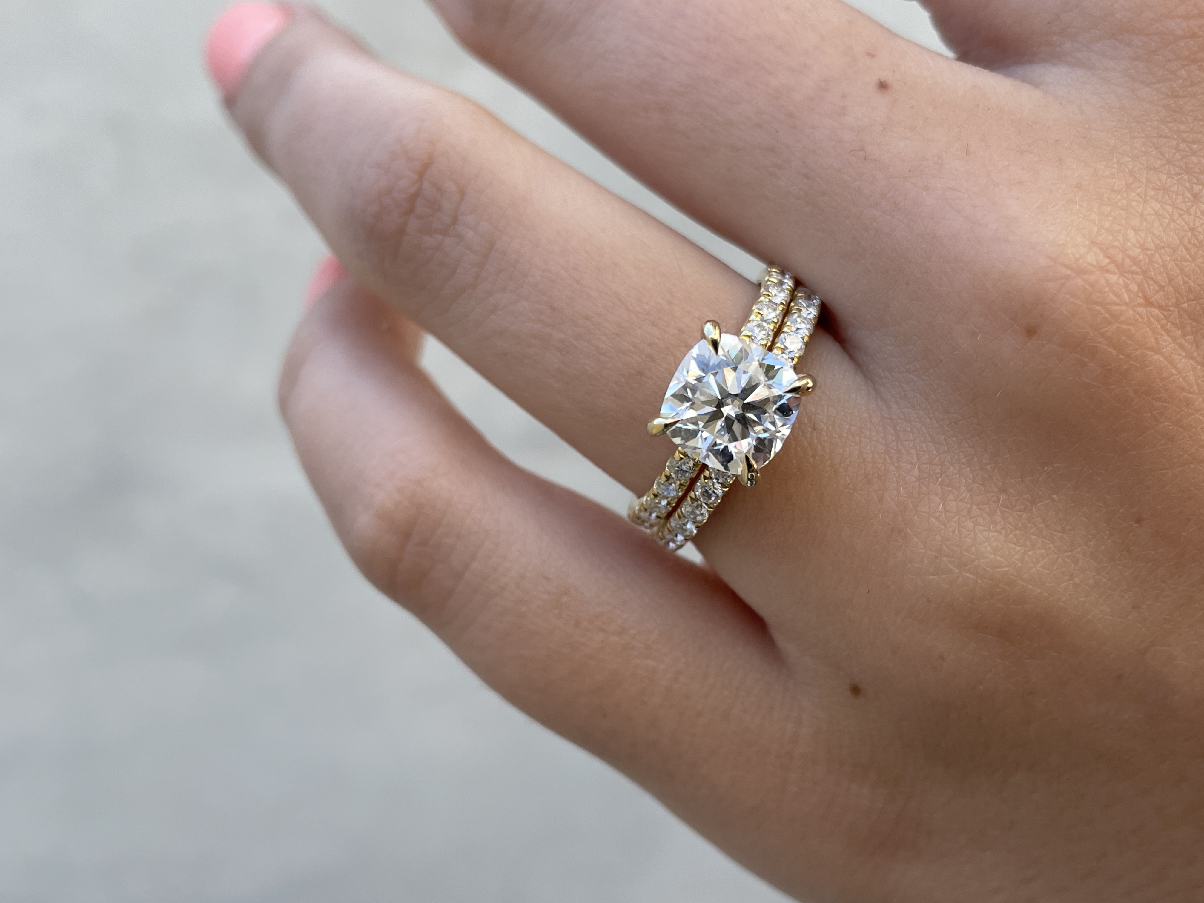 Joanna  Two Third Pave Wedding Ring Lifestyle Image