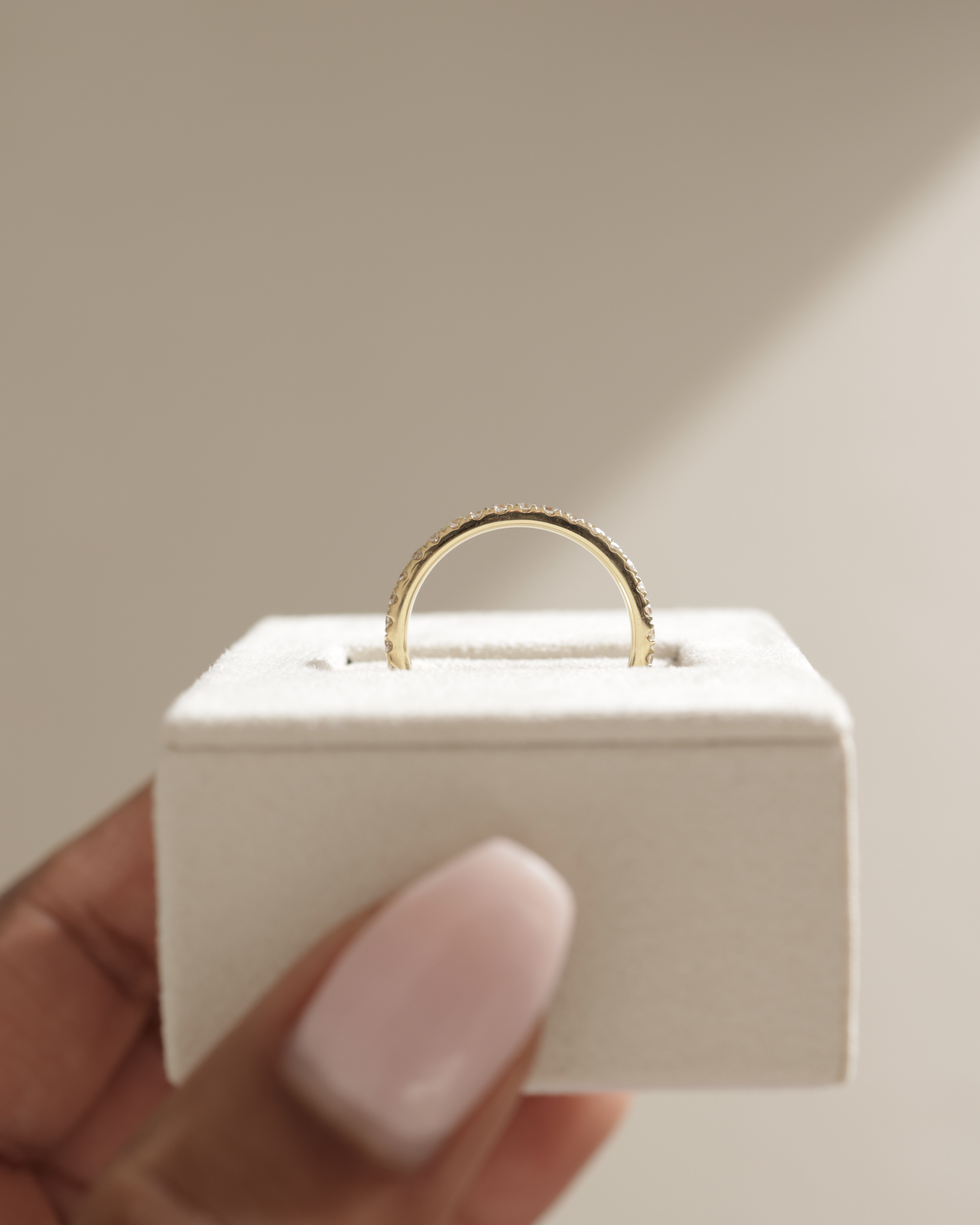 Joanna  Two Third Pave Wedding Ring Lifestyle Image