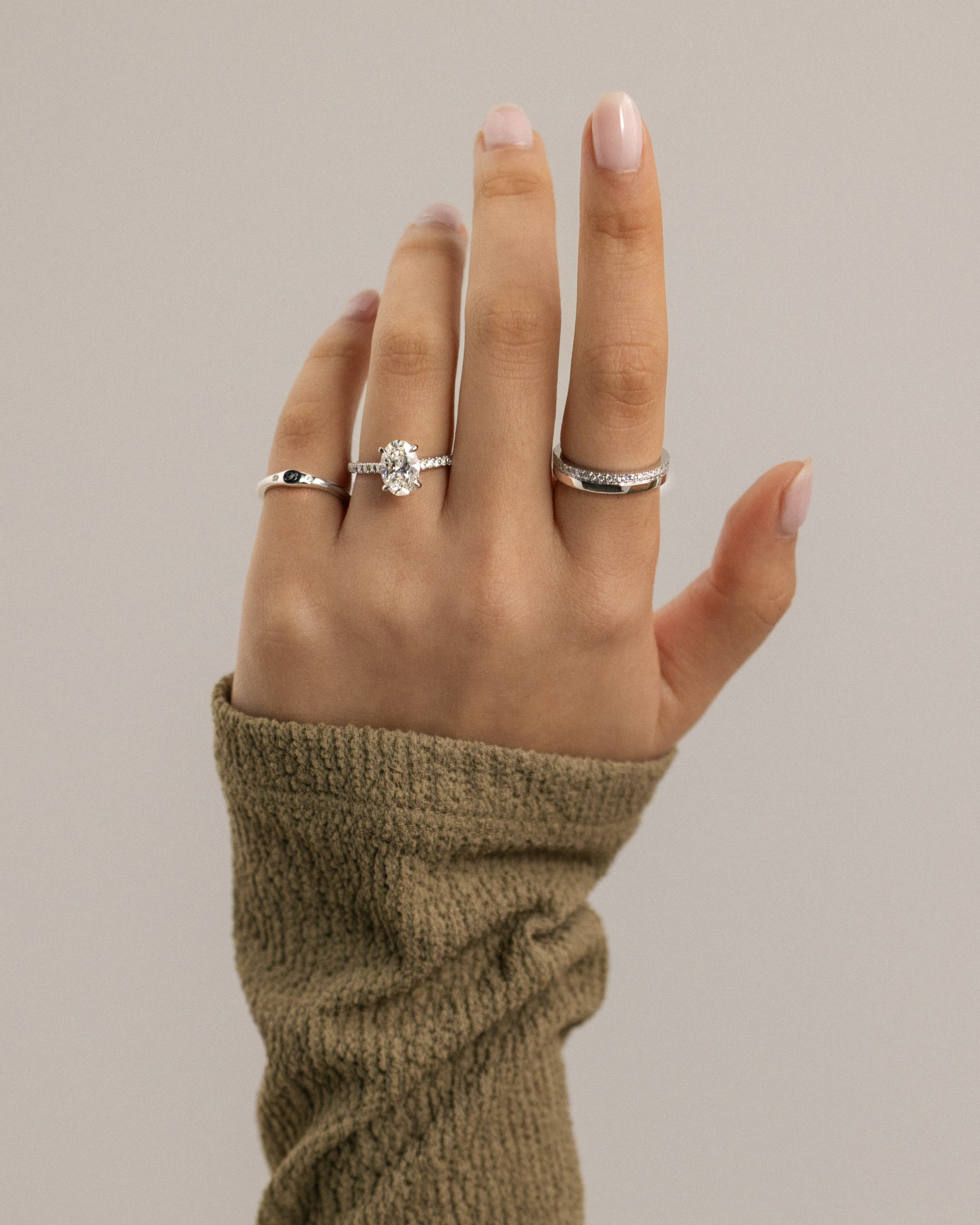 Julia  Oval Solitaire with Hidden Halo and Pav Lifestyle Image