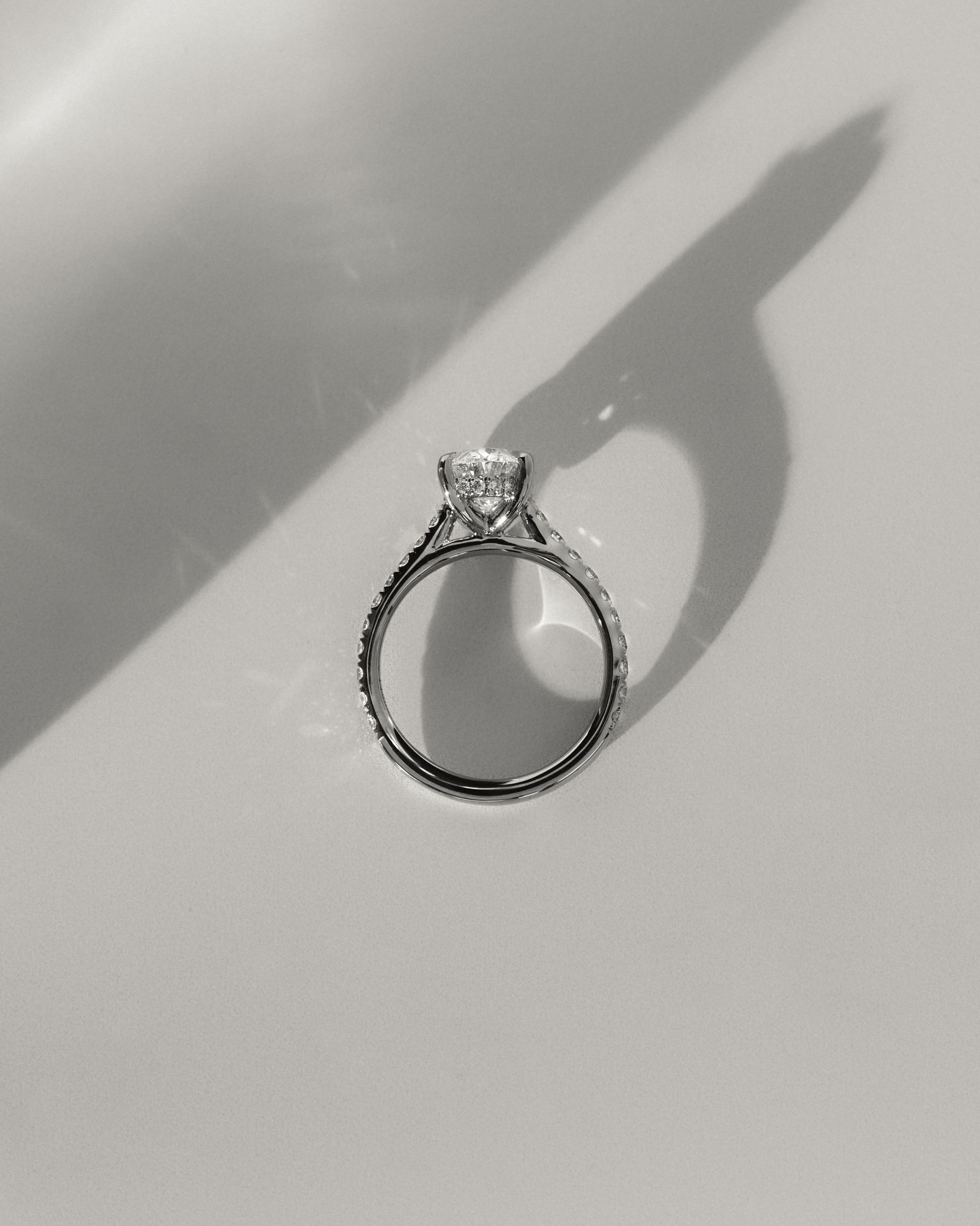 Julia  Oval Solitaire with Hidden Halo and Pav Lifestyle Image