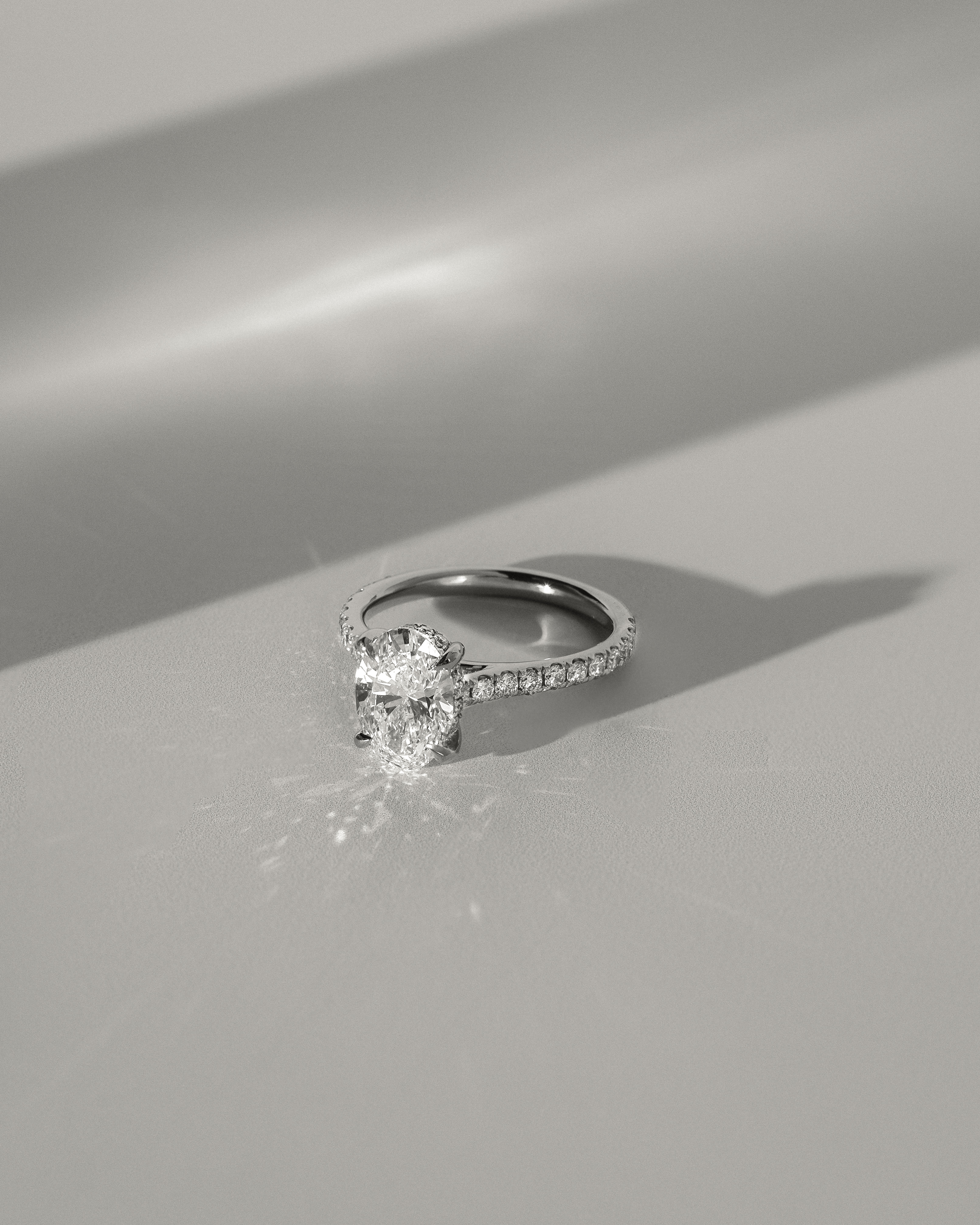Julia  Oval Solitaire with Hidden Halo and Pav Lifestyle Image