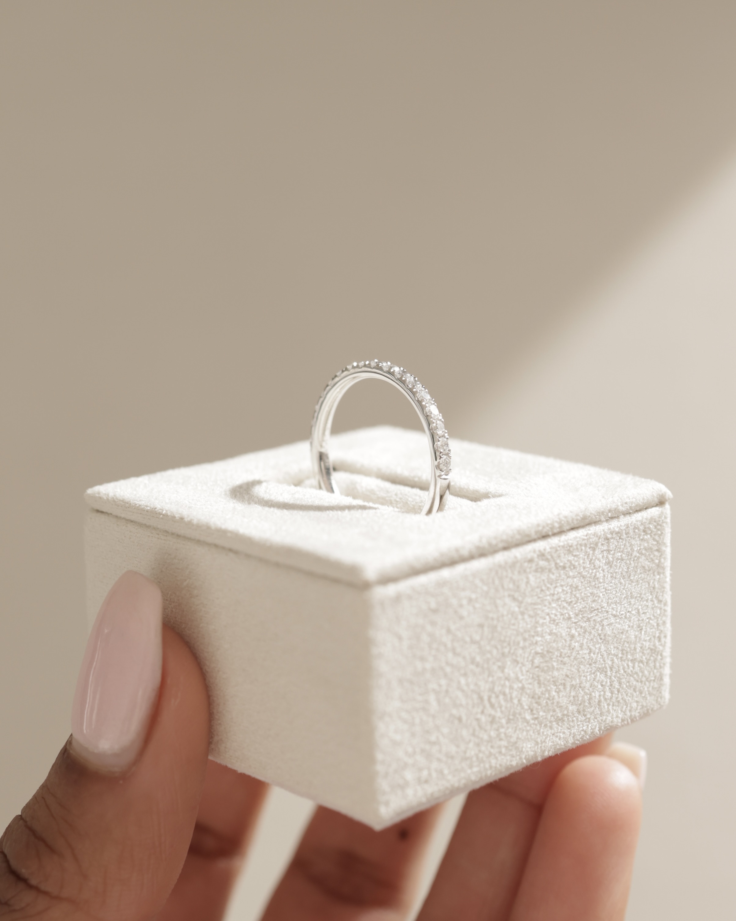 Kaitlyn  Half Pave Wedding Ring Lifestyle Image