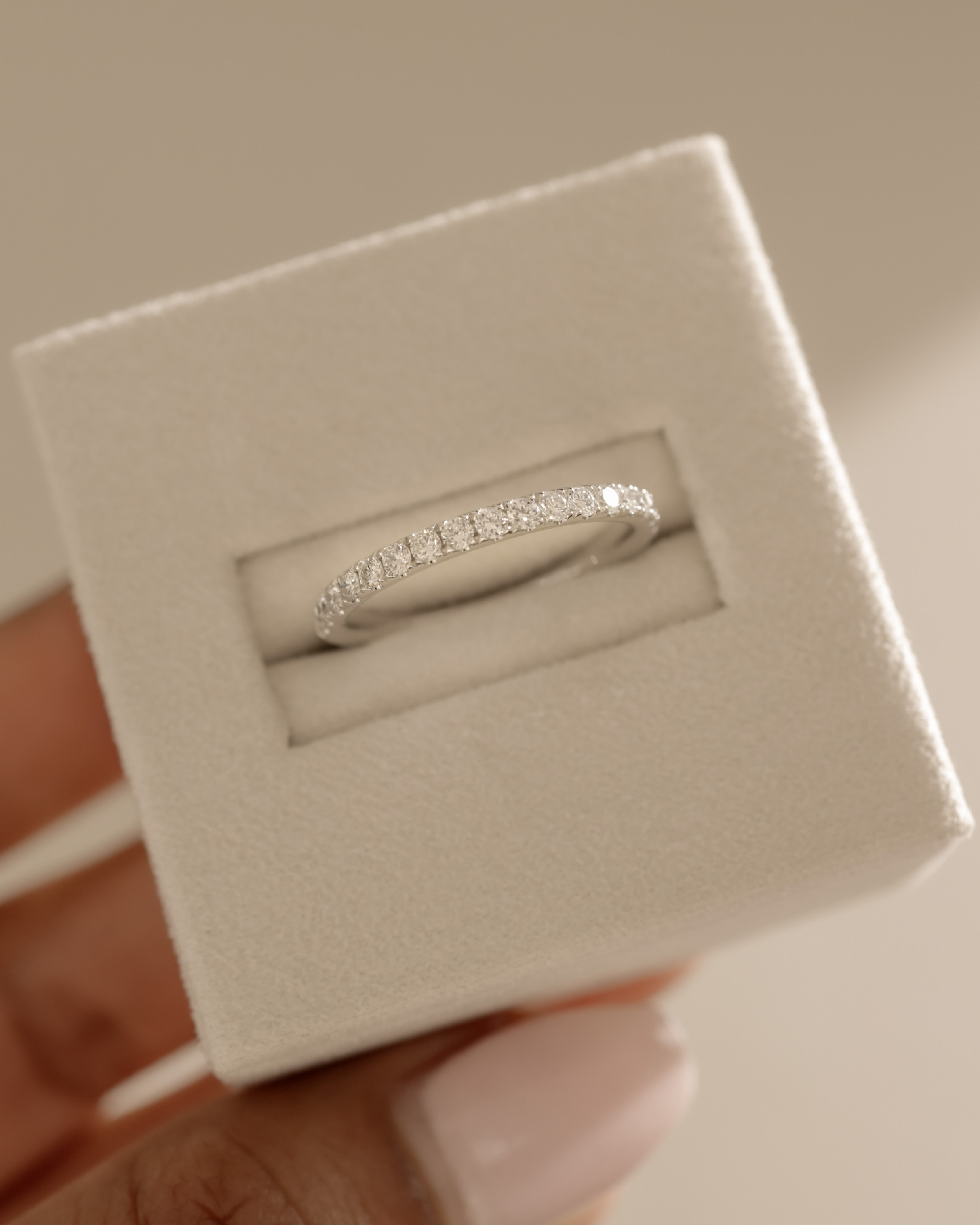 Kaitlyn  Half Pave Wedding Ring Lifestyle Image