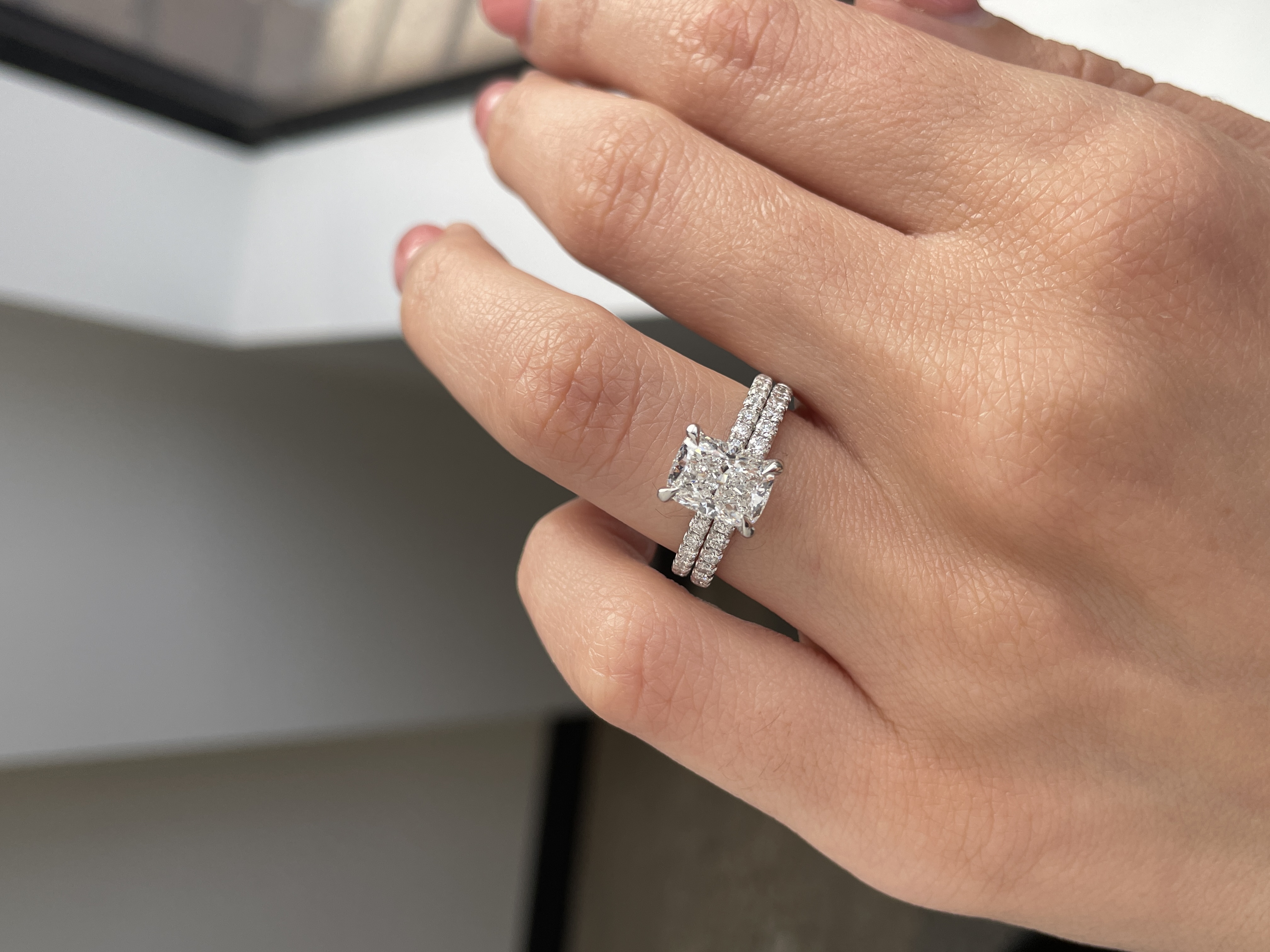 Kaitlyn  Half Pave Wedding Ring Lifestyle Image