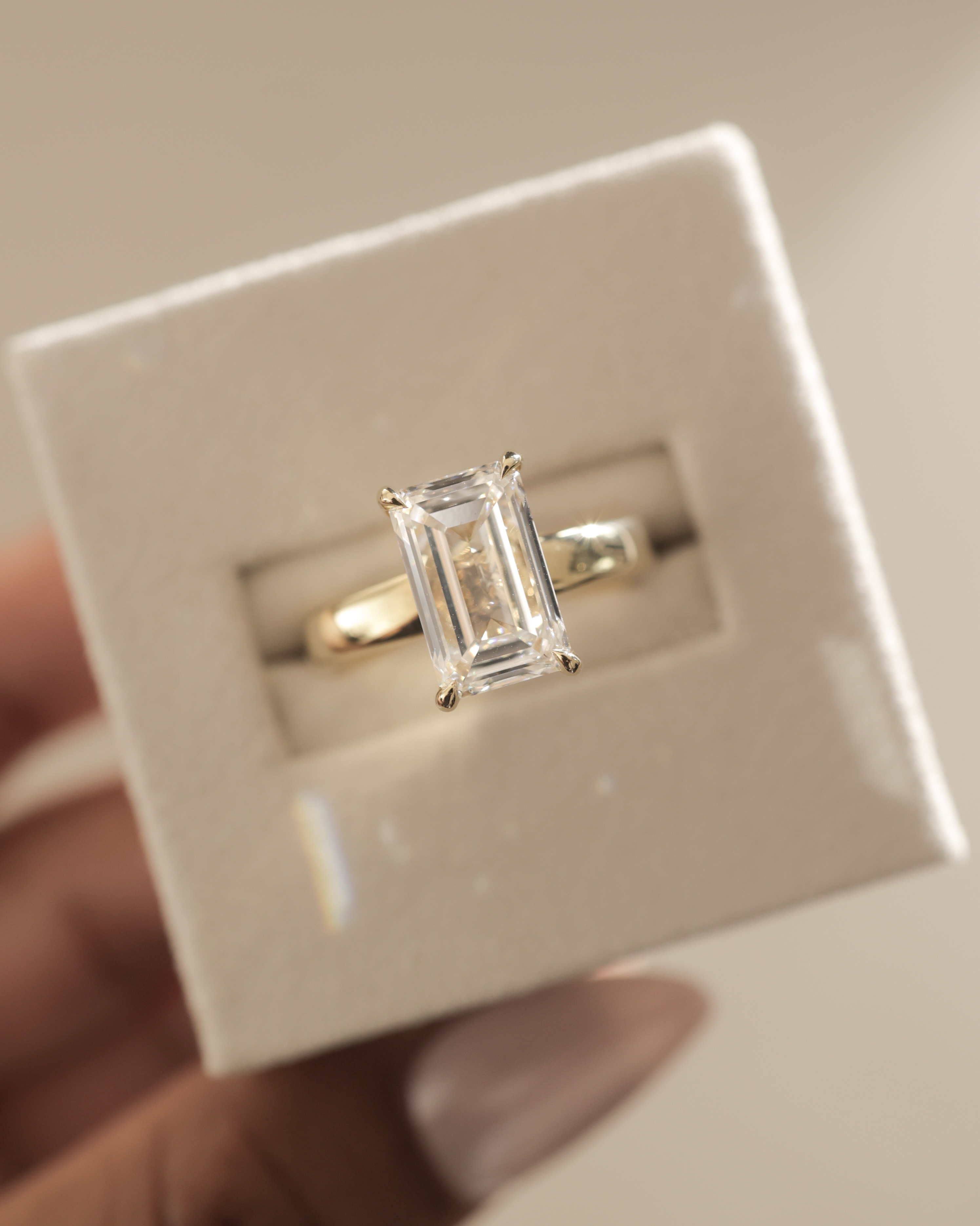 Kate - Emerald Solitaire with Cigar Band Lifestyle Image