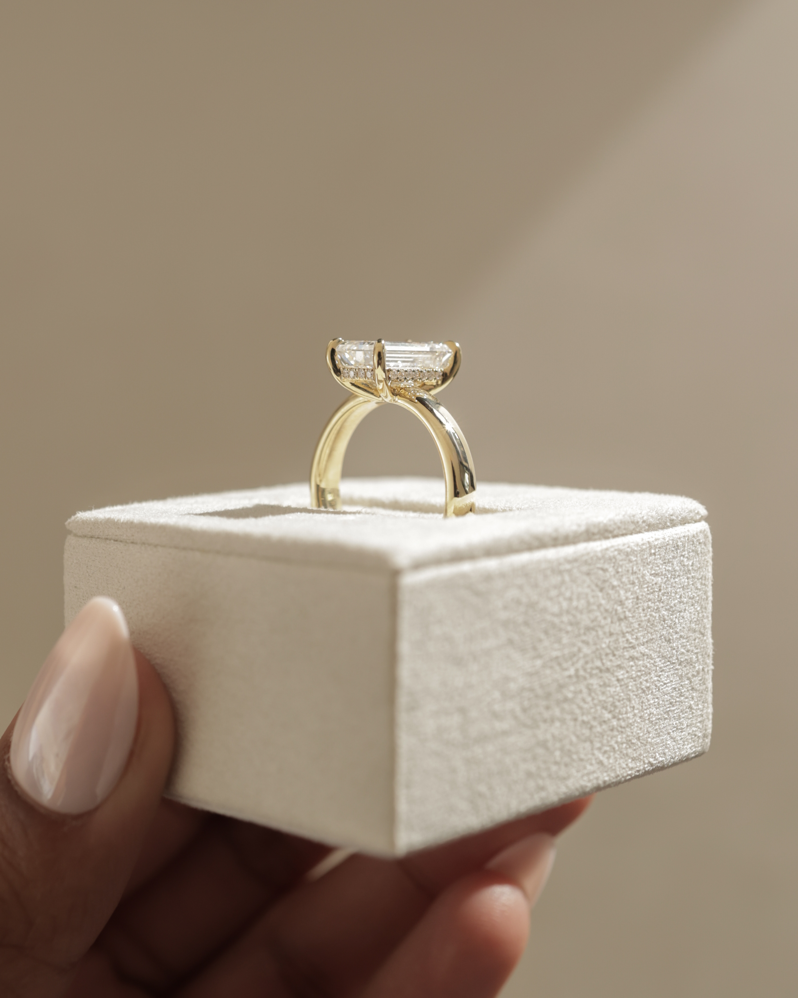 Kate - Emerald Solitaire with Cigar Band Lifestyle Image