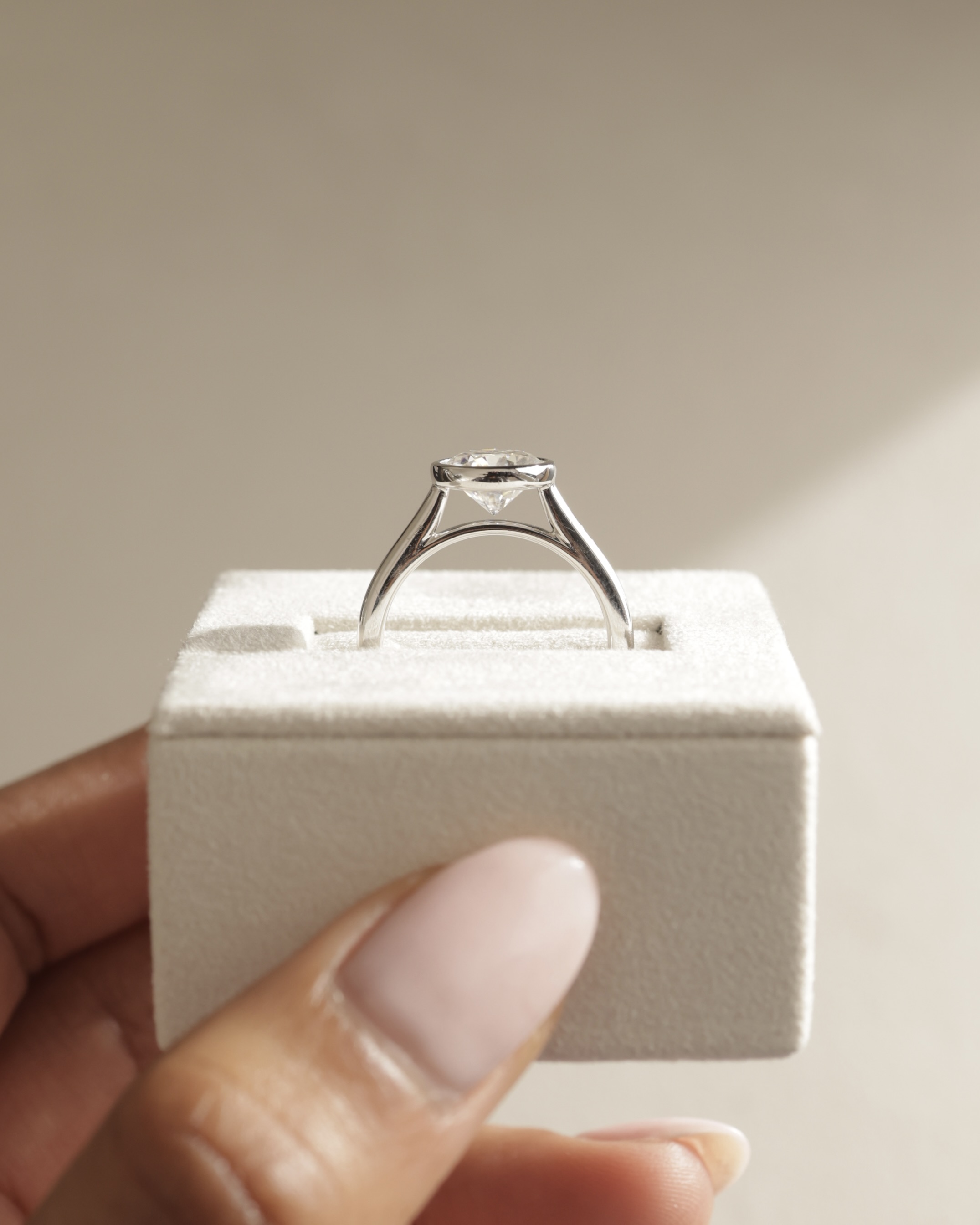 Kaylah  Bezel Set Round Solitaire Lifestyle Image