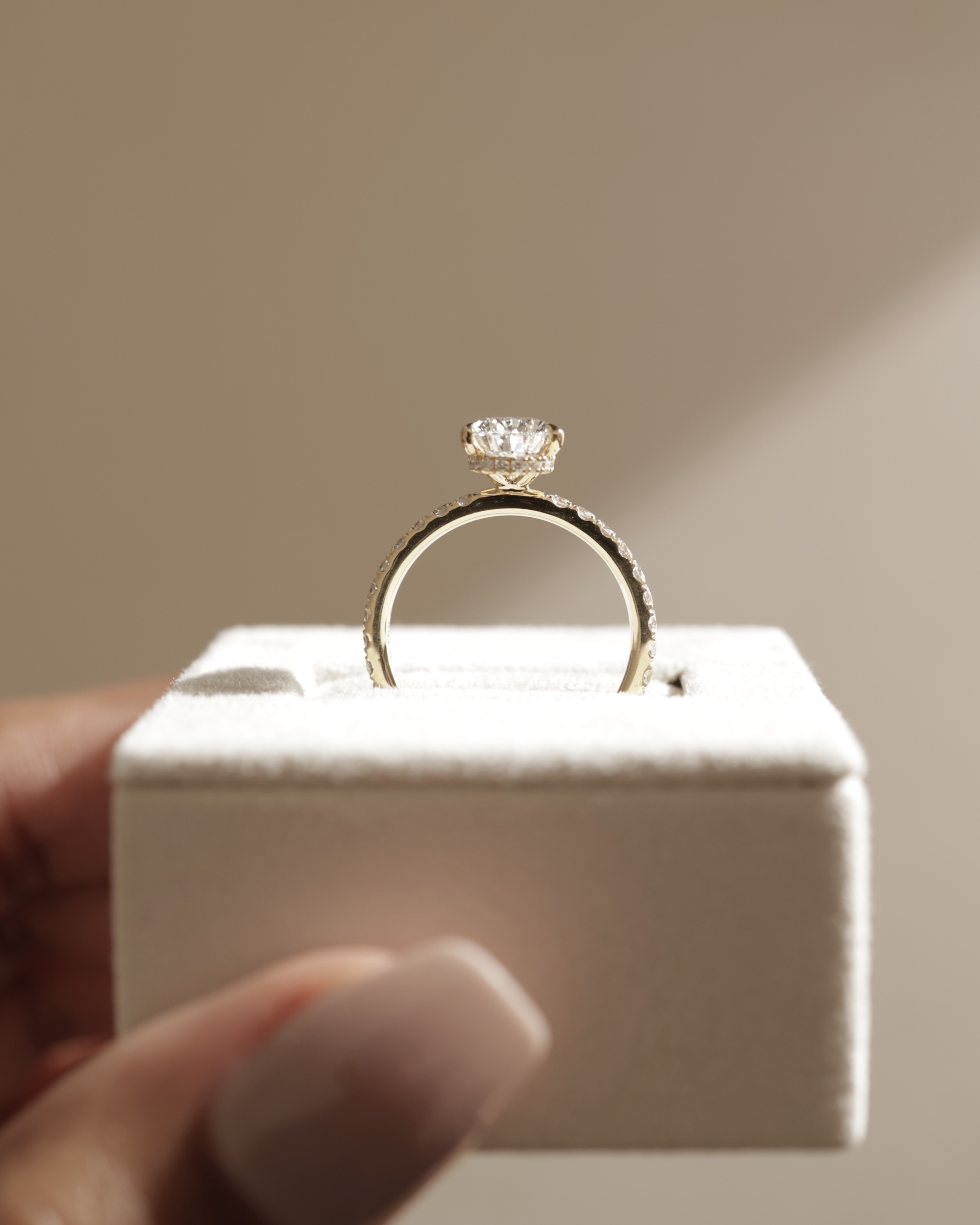 Keira - 3 Claw Pear Pav Solitaire with Hidden Halo Lifestyle Image