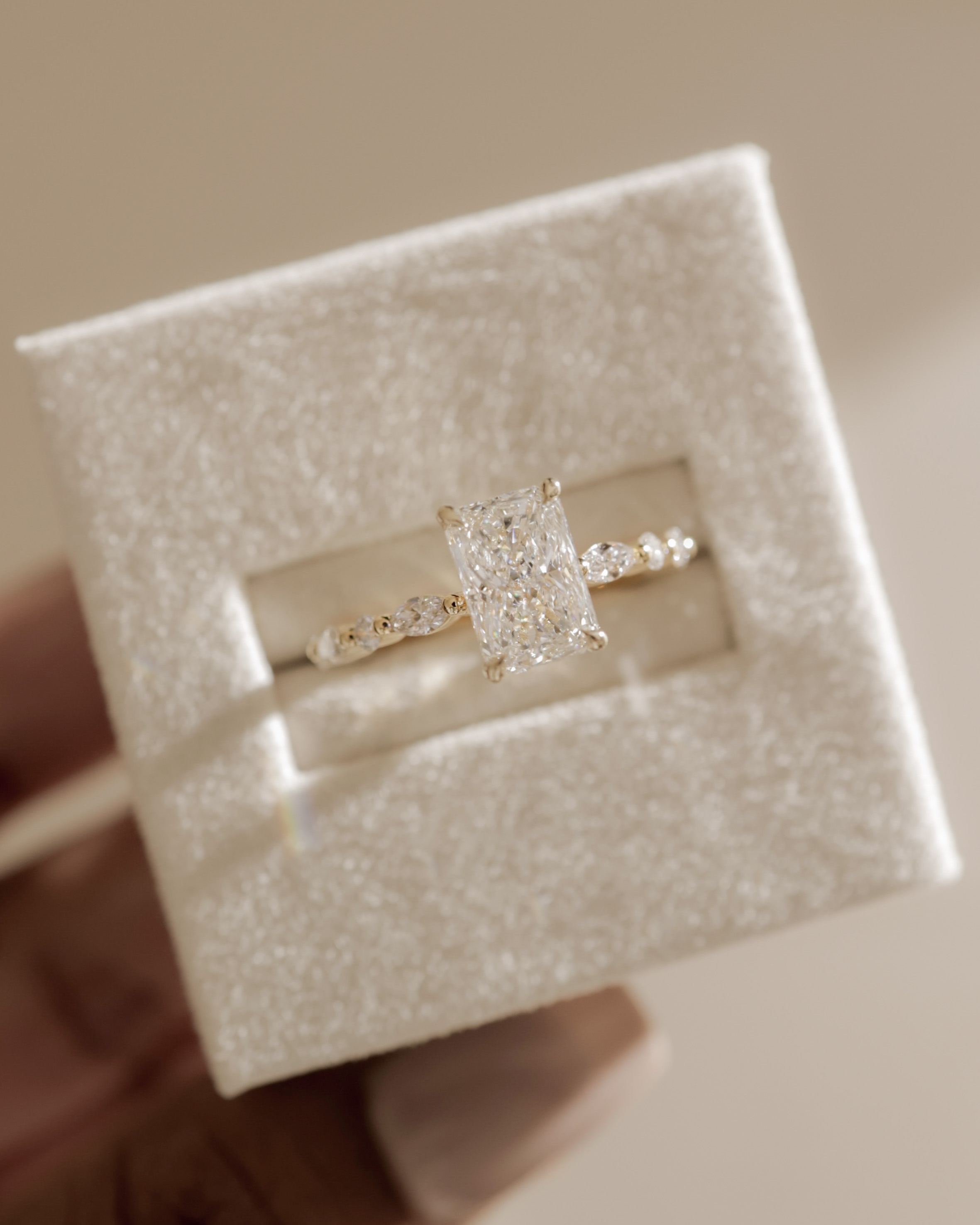 Kyla - 4 Claw Radiant with Hidden Halo & Accent Stones Lifestyle Image