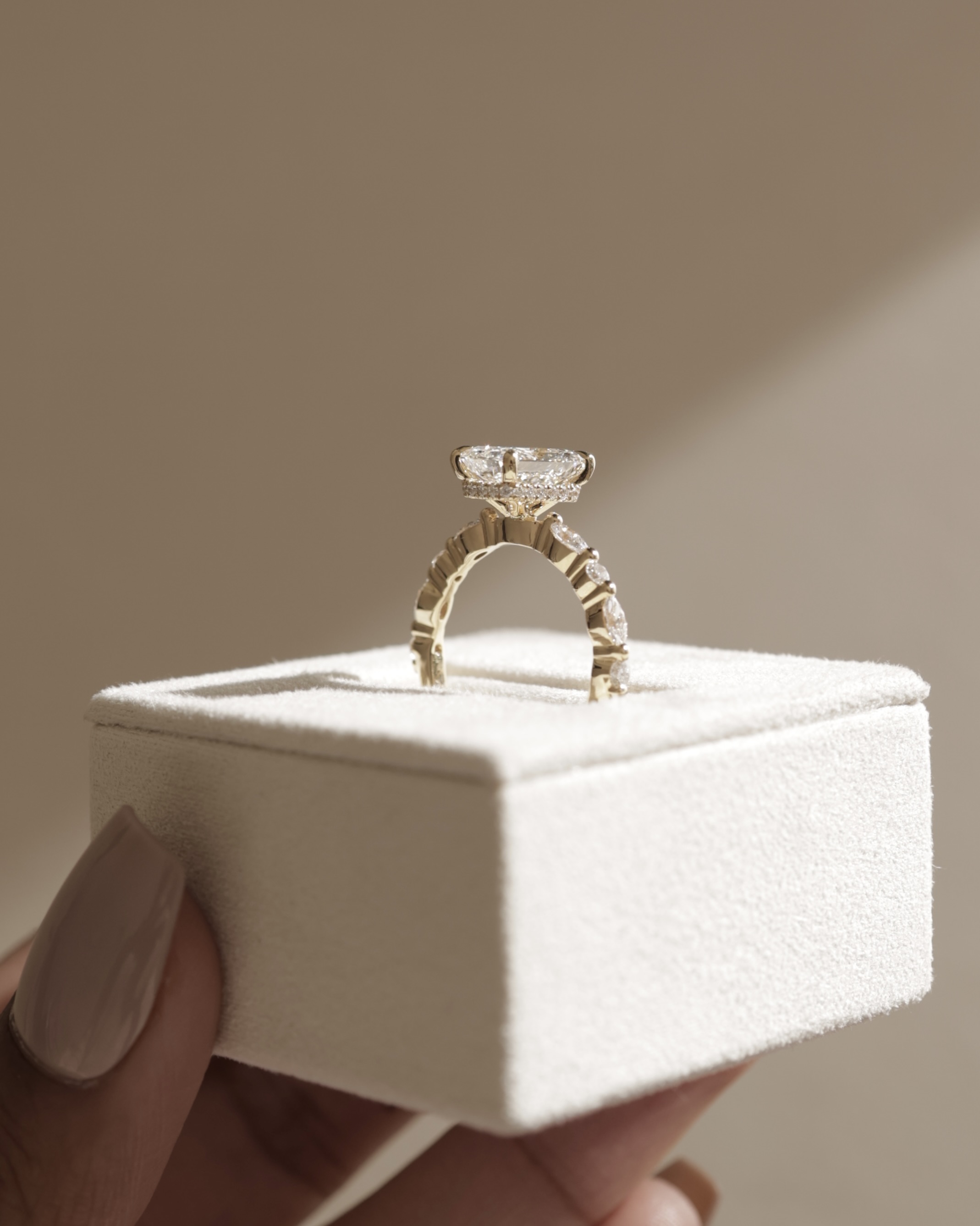 Kyla - 4 Claw Radiant with Hidden Halo & Accent Stones Lifestyle Image