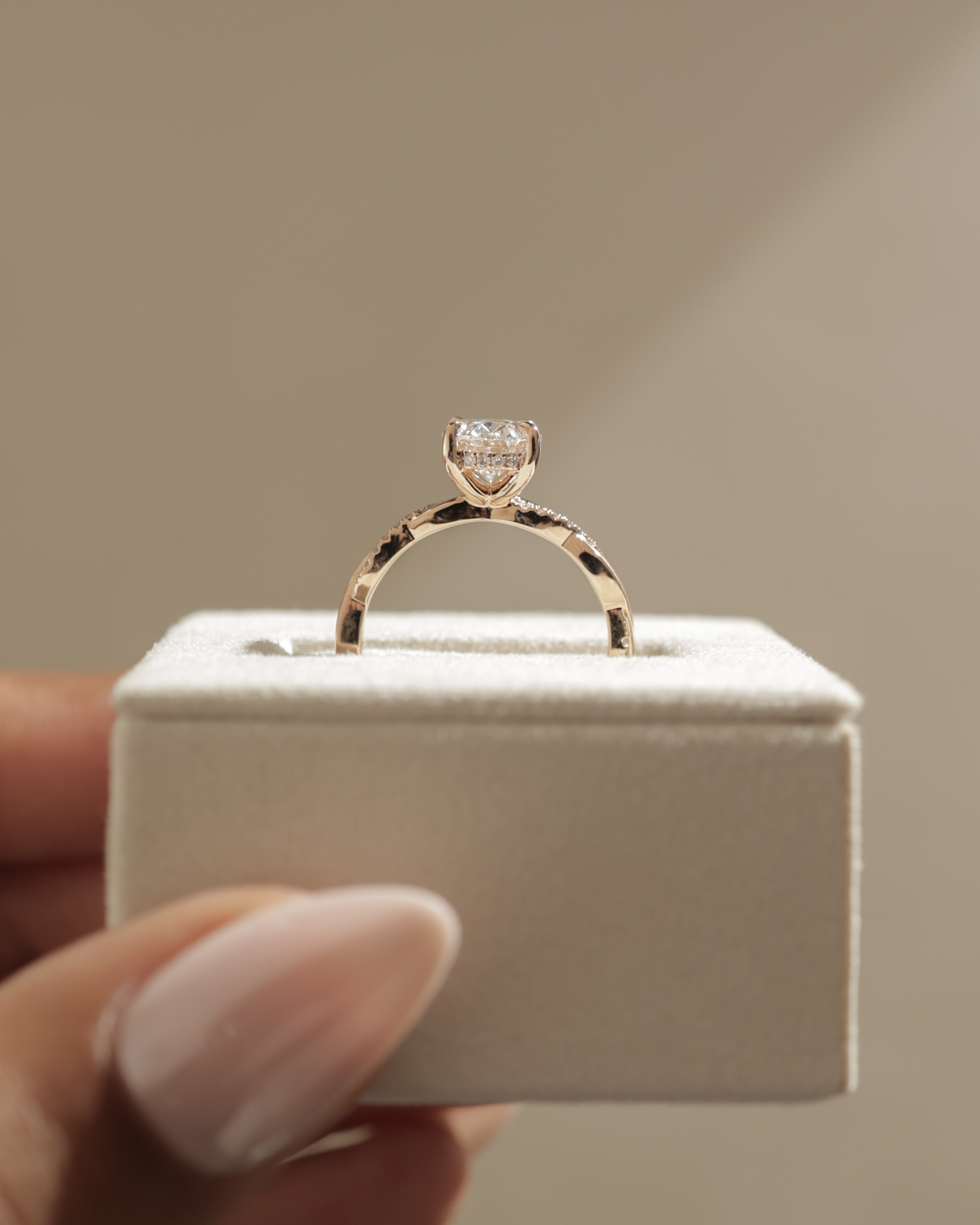 Lara - Oval Solitaire with Twisted Pav Band Lifestyle Image