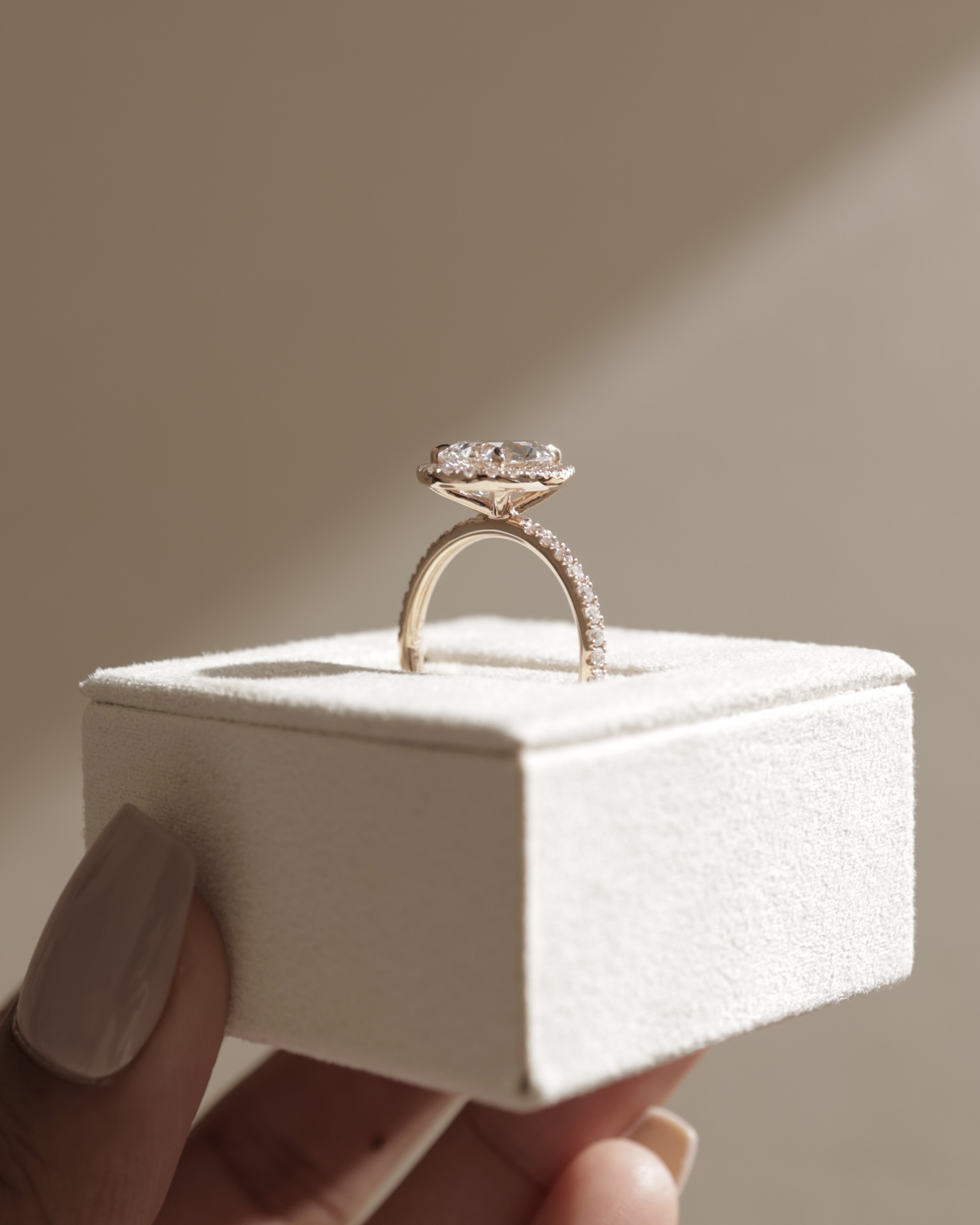 Lauren - Pear Halo with Pav Set Lifestyle Image