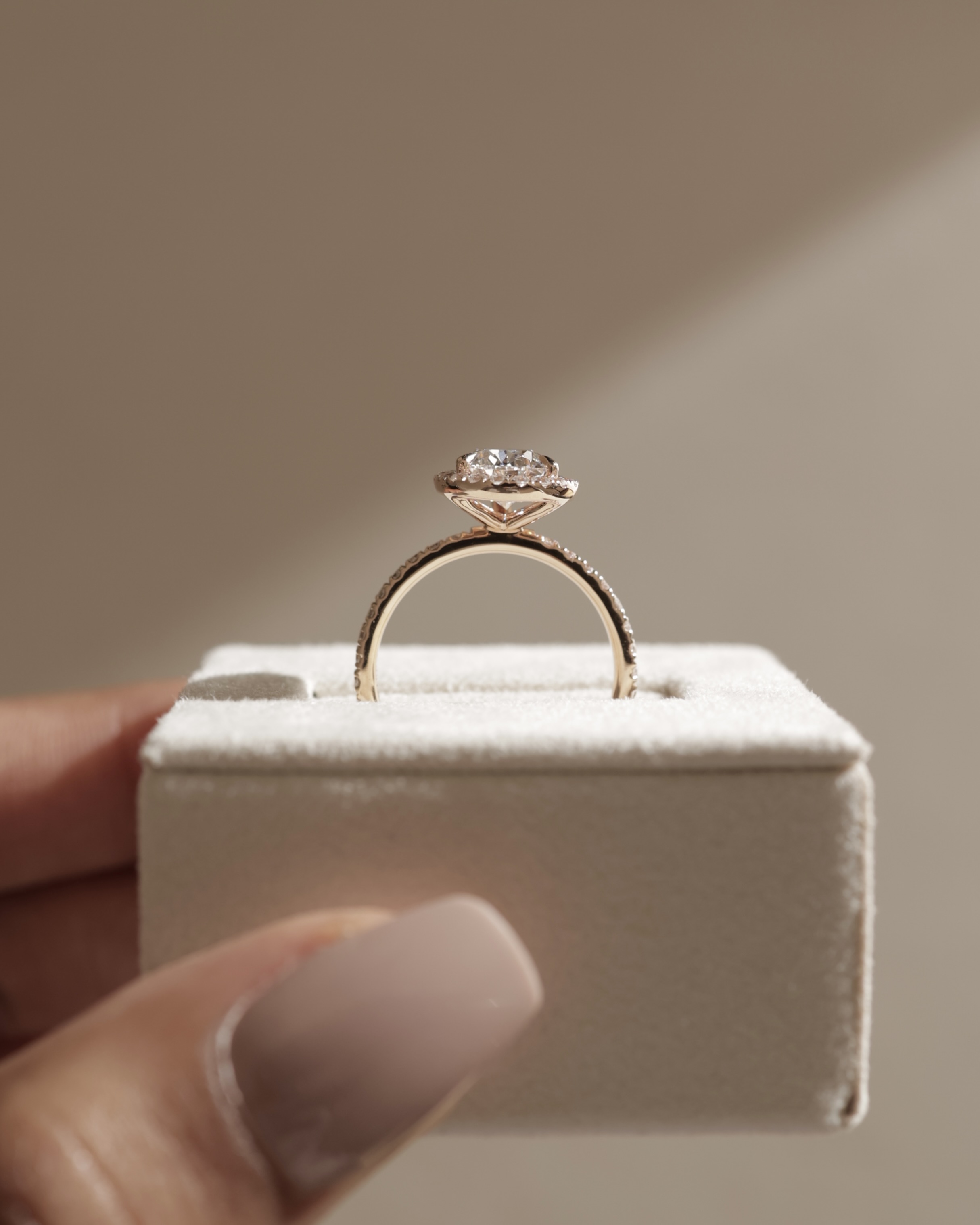 Lauren - Pear Halo with Pav Set Lifestyle Image