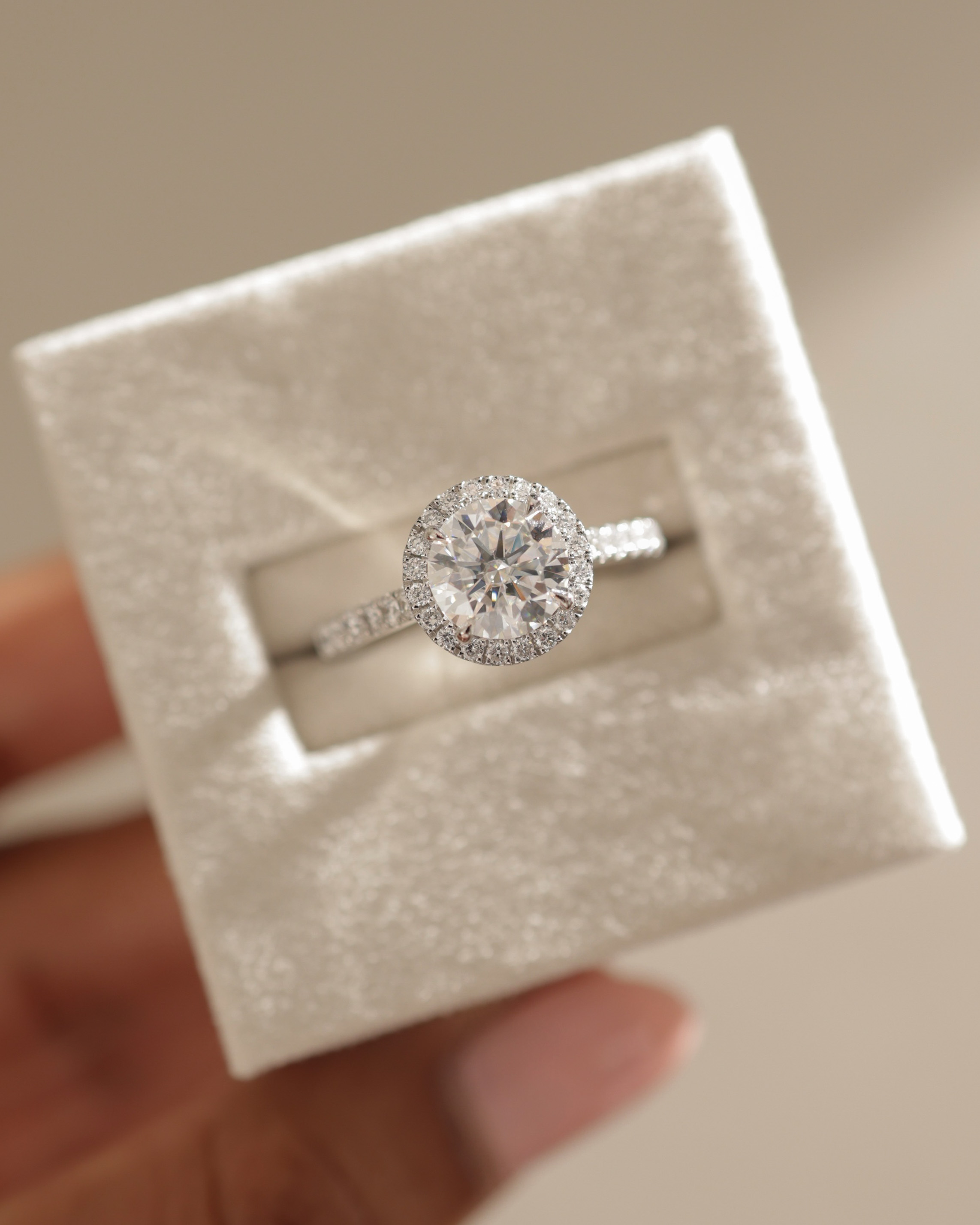 Leah   Cathedral Round Halo with Pav Lifestyle Image