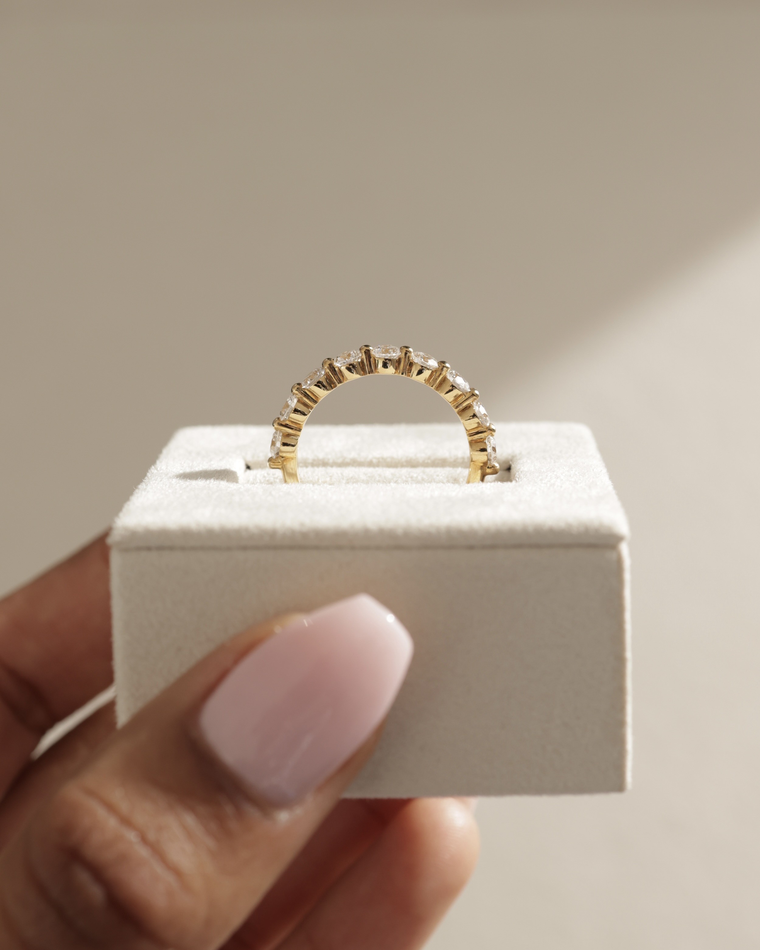 Lucy - Shared Prong Wedding Ring Lifestyle Image