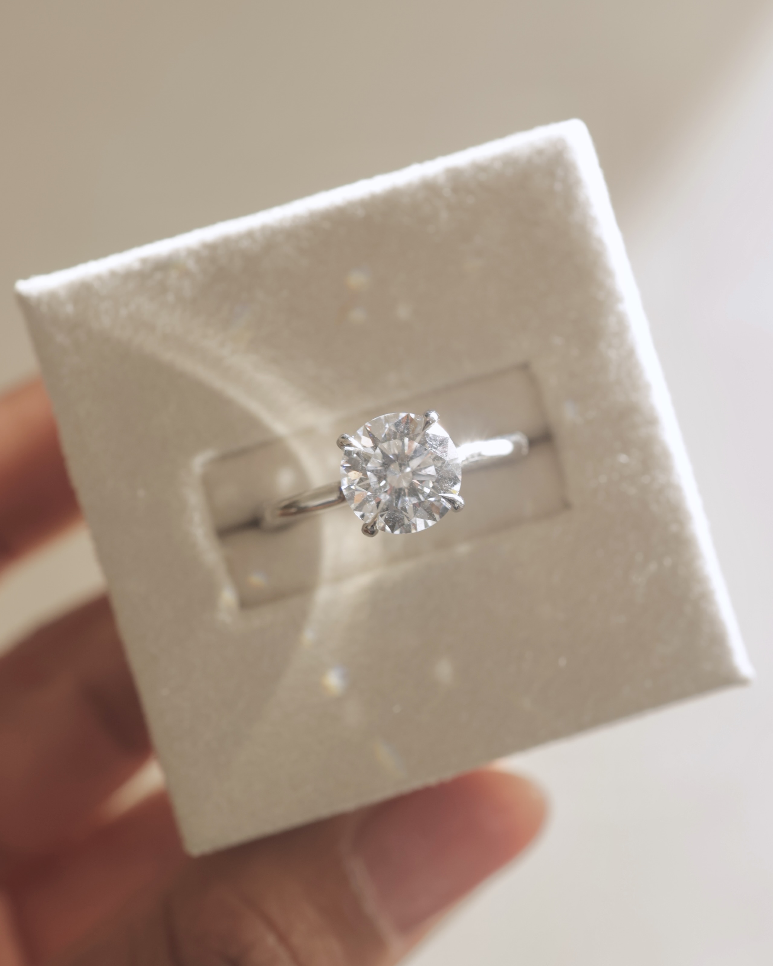 Luna - Round Floating Low Set Flush Solitaire with Hidden Halo Lifestyle Image