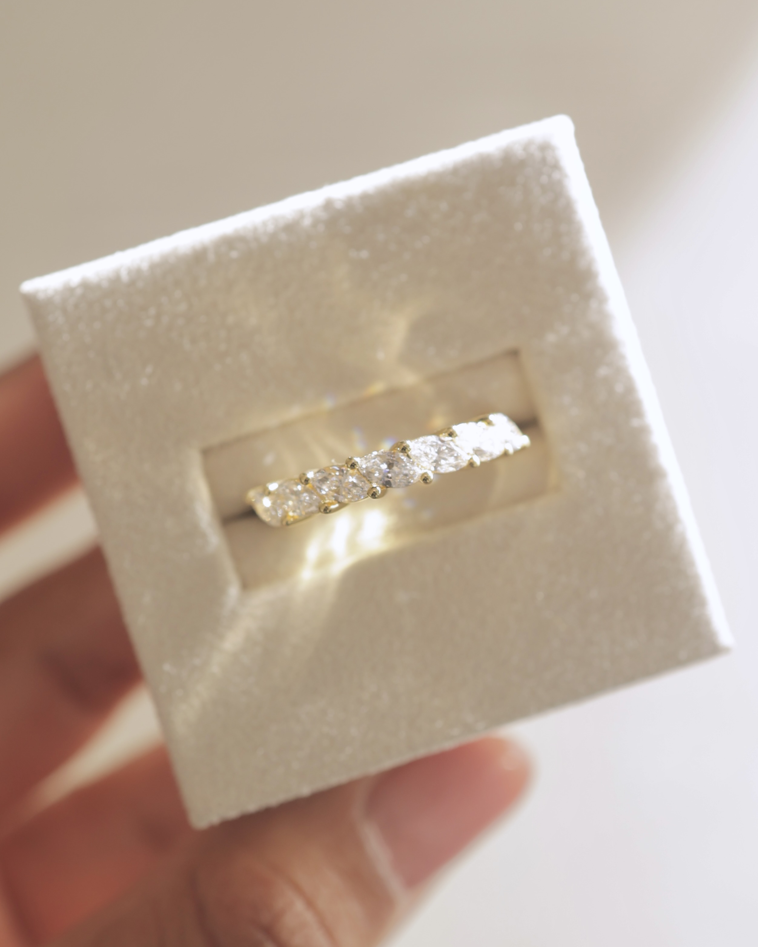 Lydia - 7 Stone Tilted Marquise Wedding Band Lifestyle Image