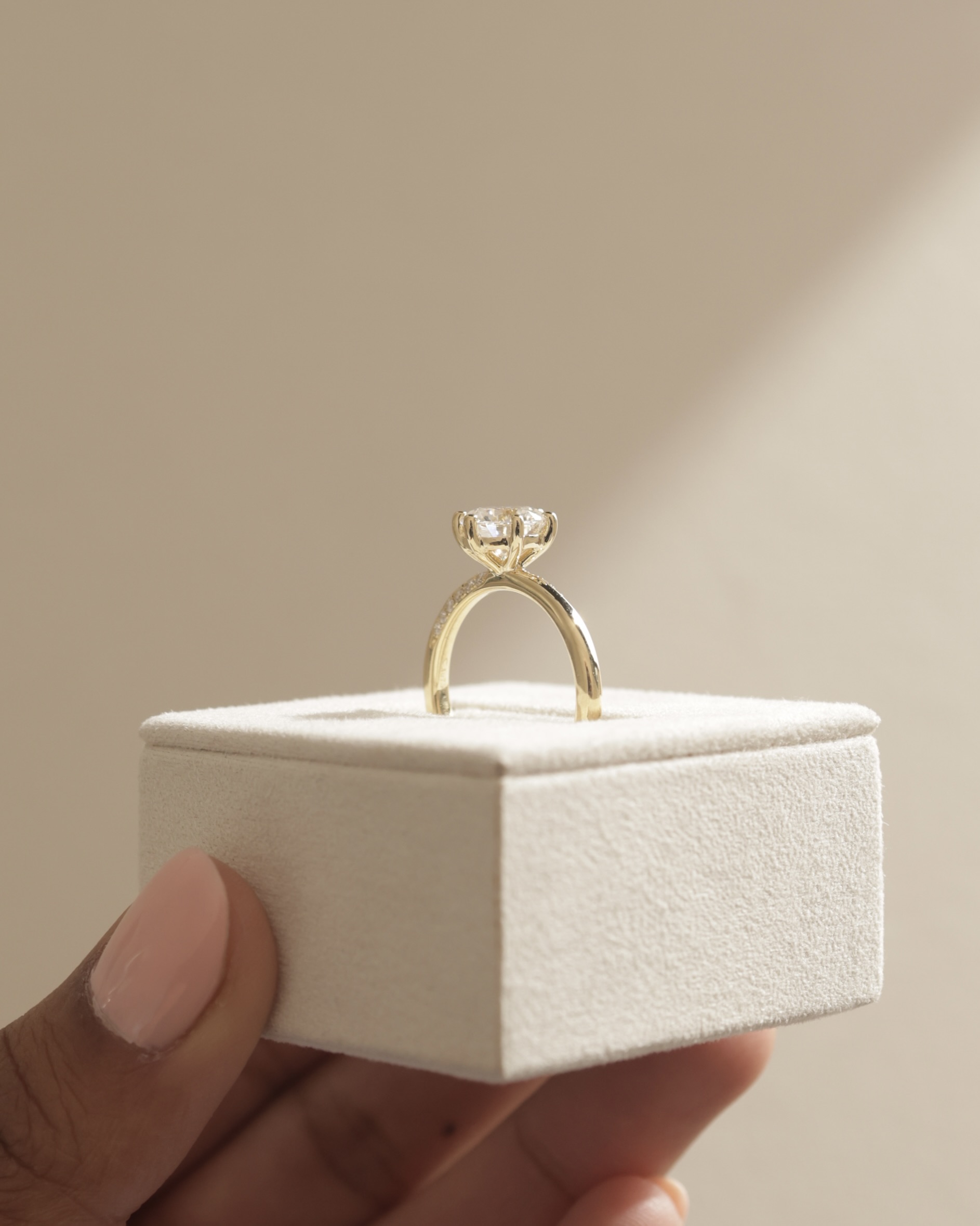 Mahlia - Round Solitaire with Sweeping Micro Pav Lifestyle Image