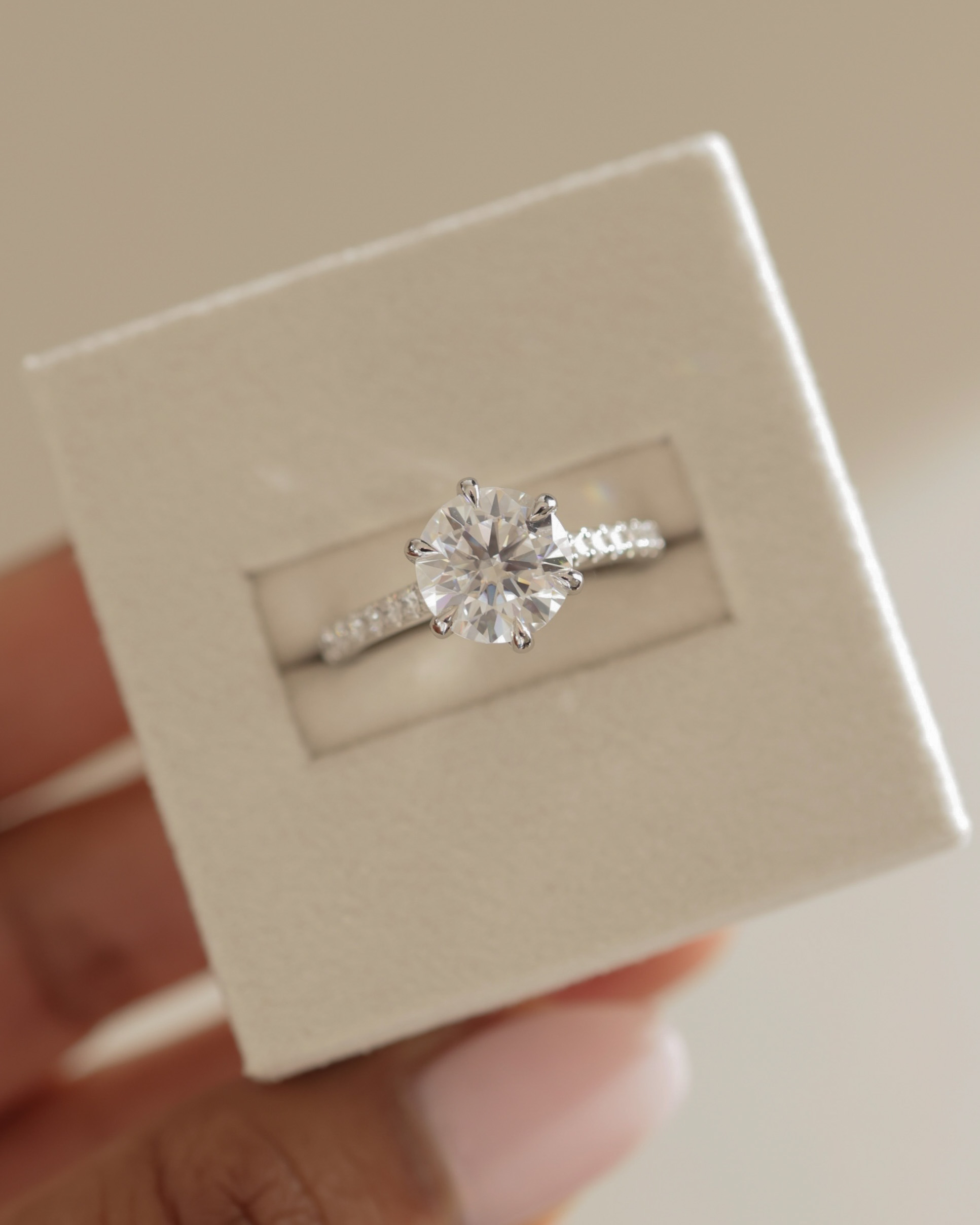 Maisy - 6 Claw Cathedral Round Solitaire with French Pav Lifestyle Image