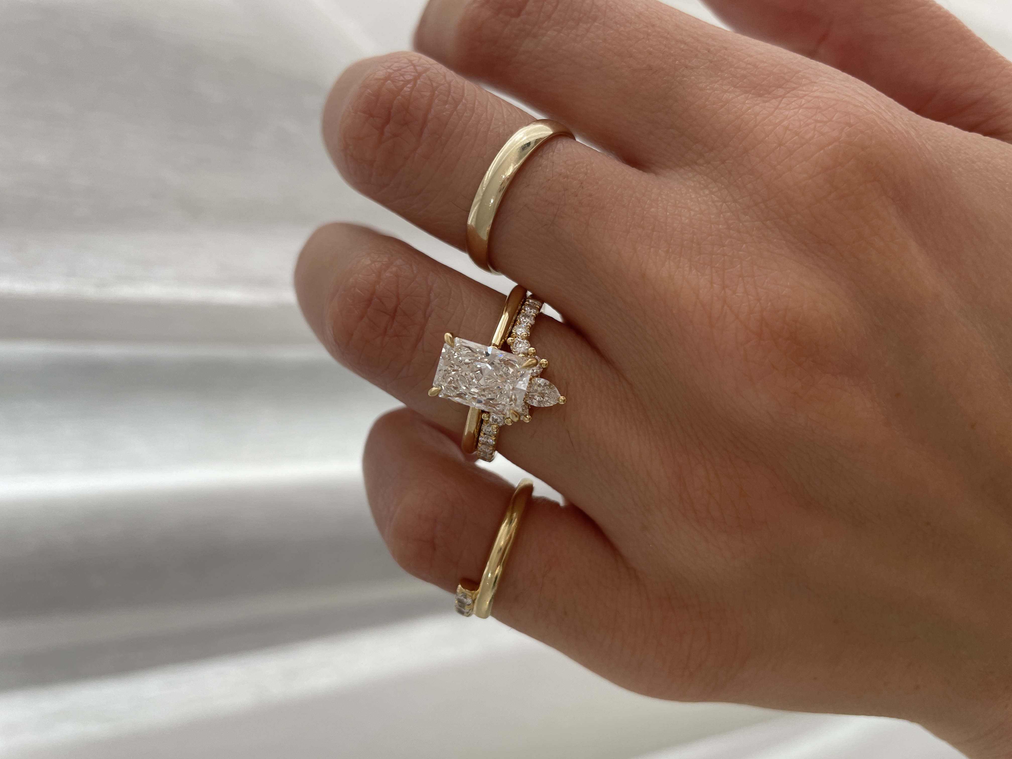 Mara - Curved Pave Band with Accent Stones Lifestyle Image