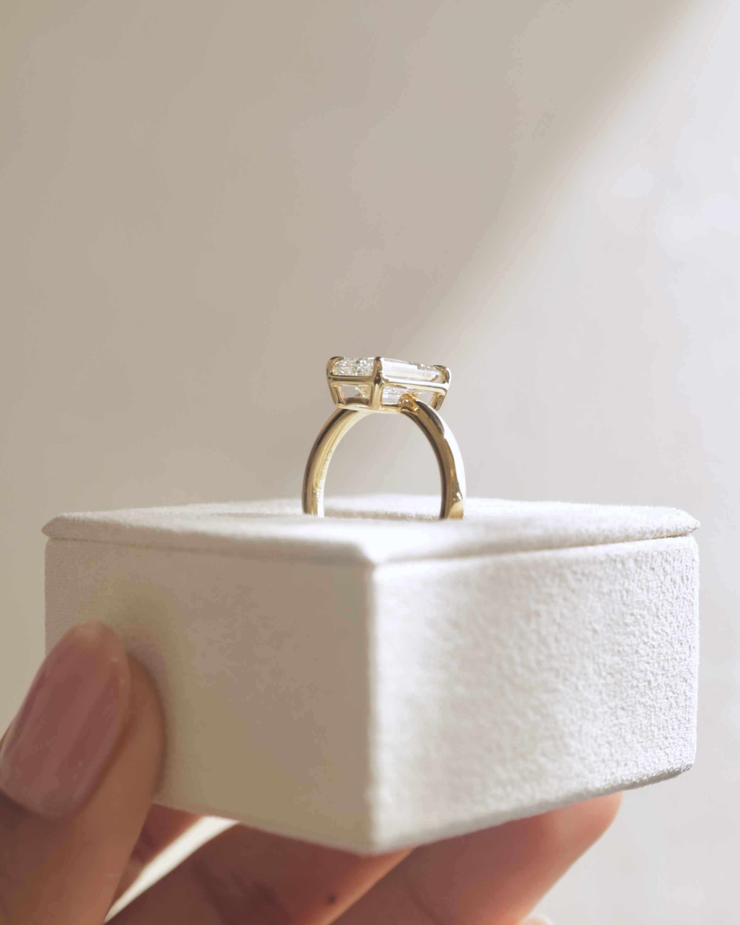 Matisse - Emerald Bezel Frame Solitaire with Claws Lifestyle Image