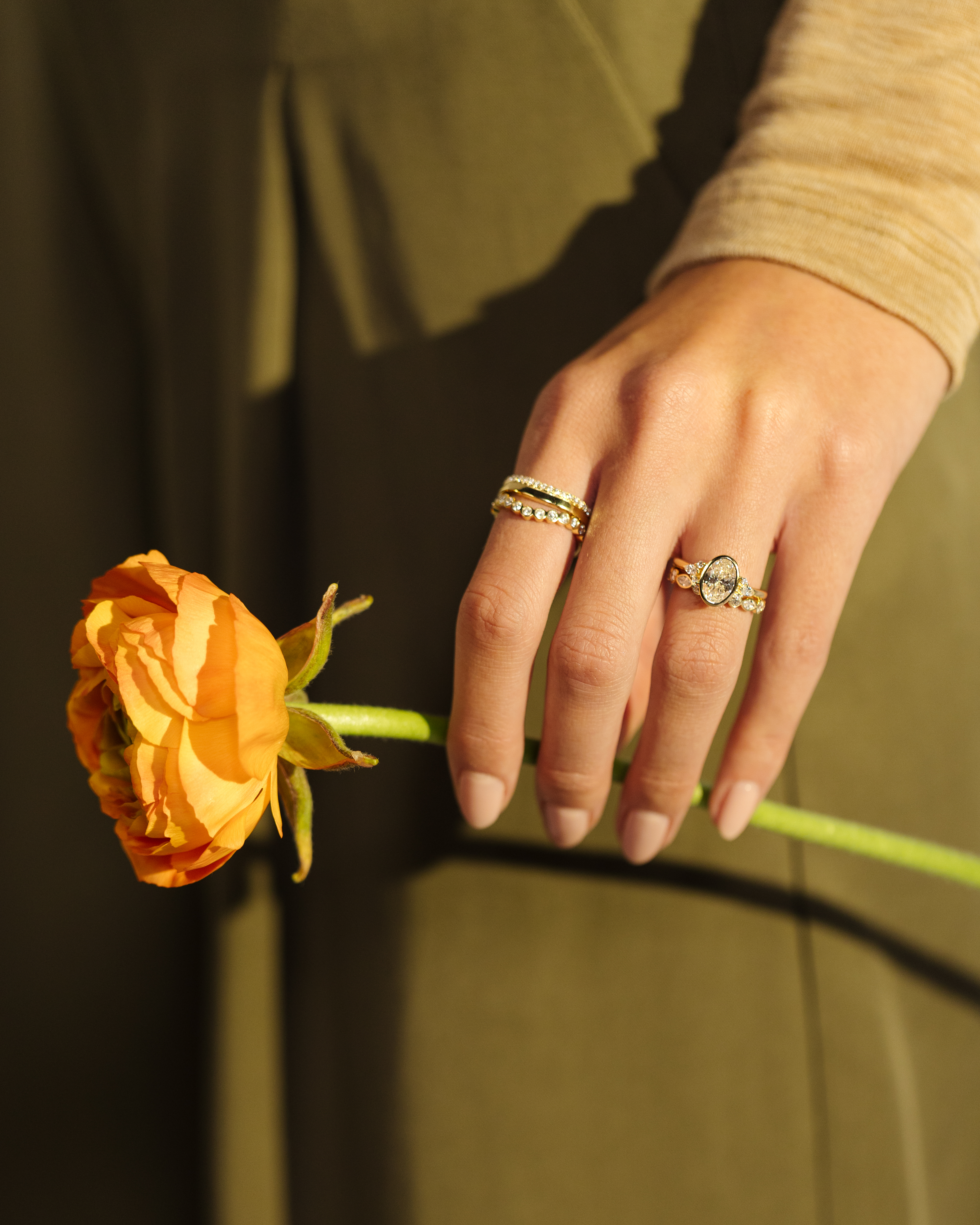 Meesha - Oval Floating Bezel with Accent Stones Lifestyle Image