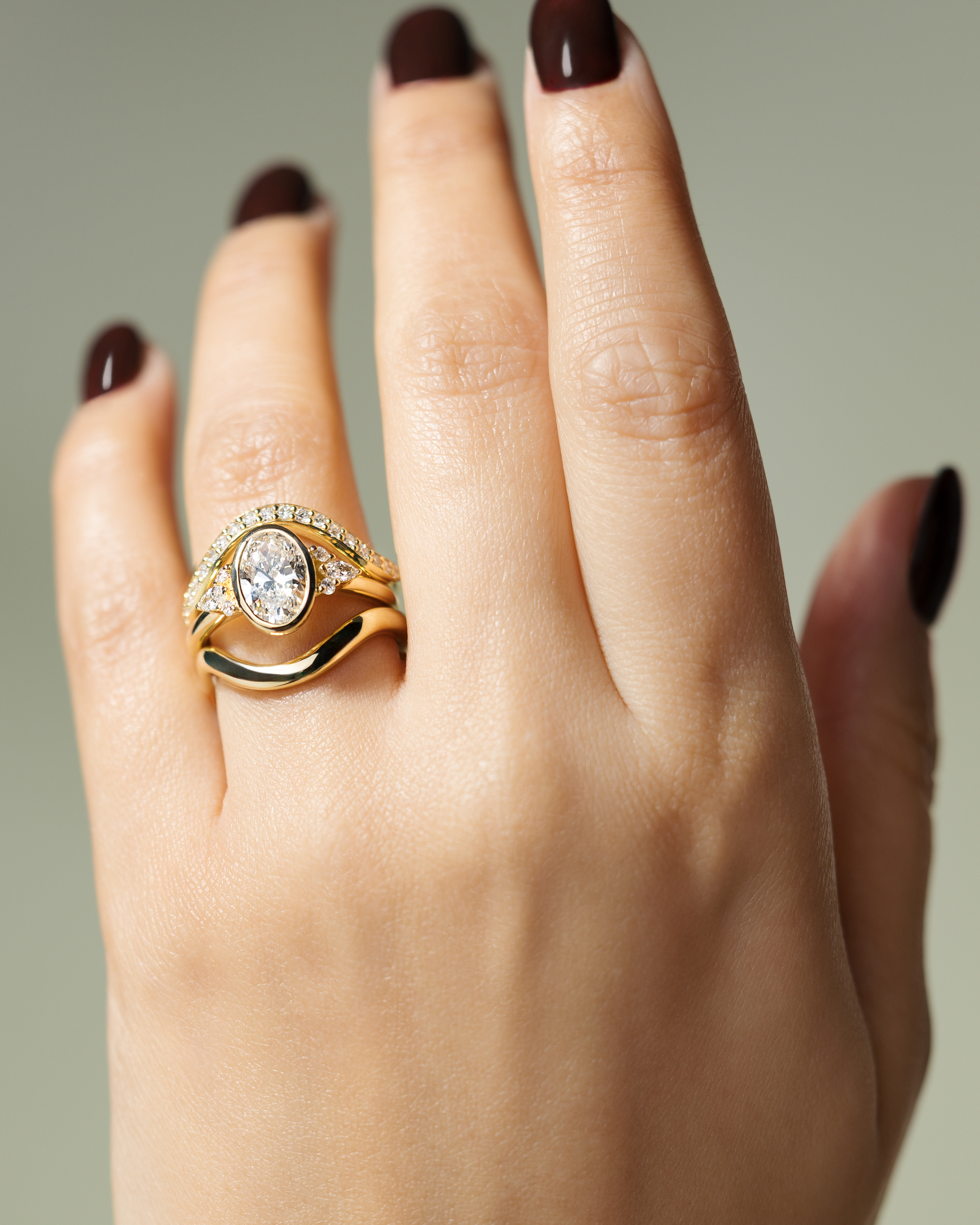 Meesha - Oval Floating Bezel with Accent Stones Lifestyle Image