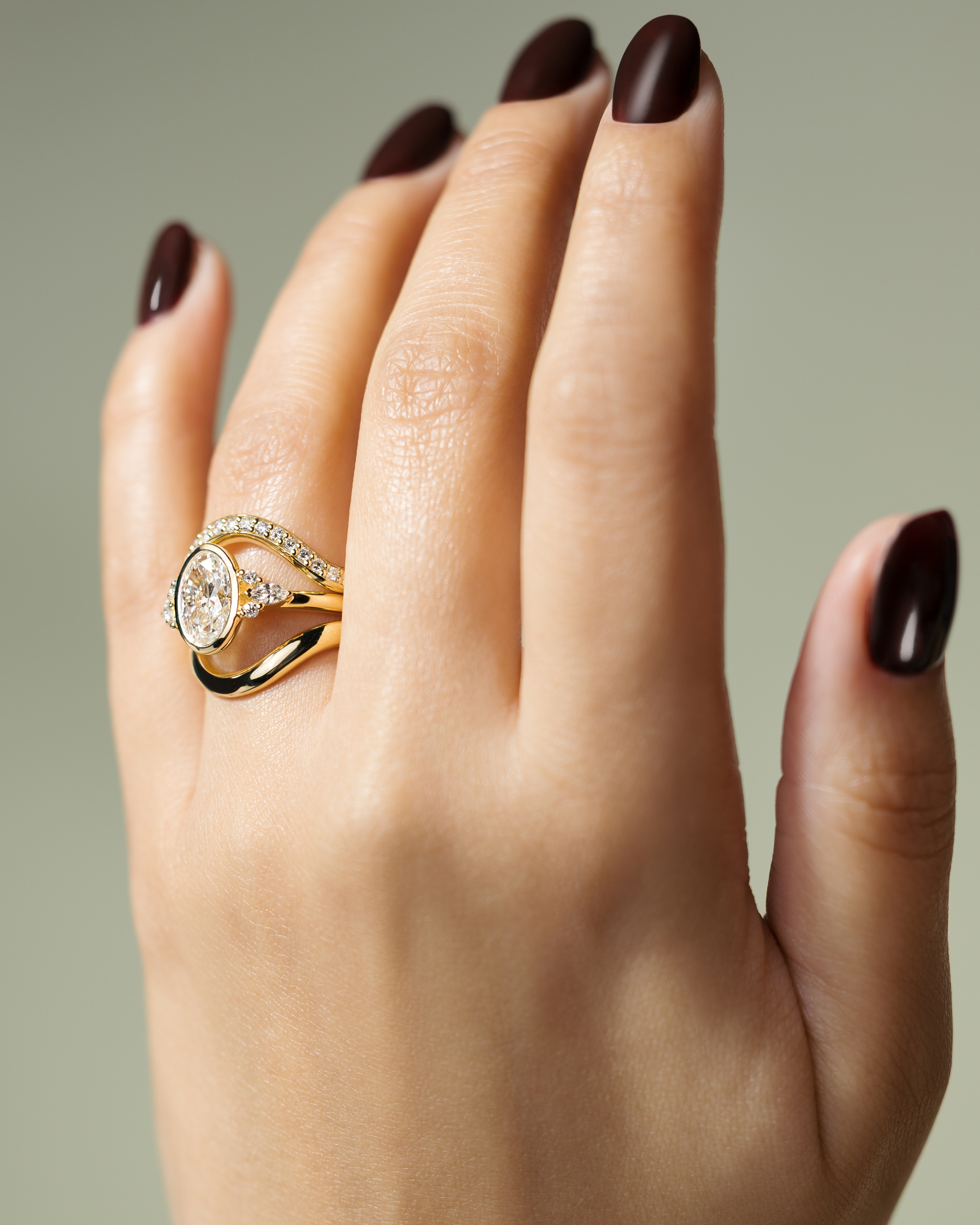 Meesha - Oval Floating Bezel with Accent Stones Lifestyle Image