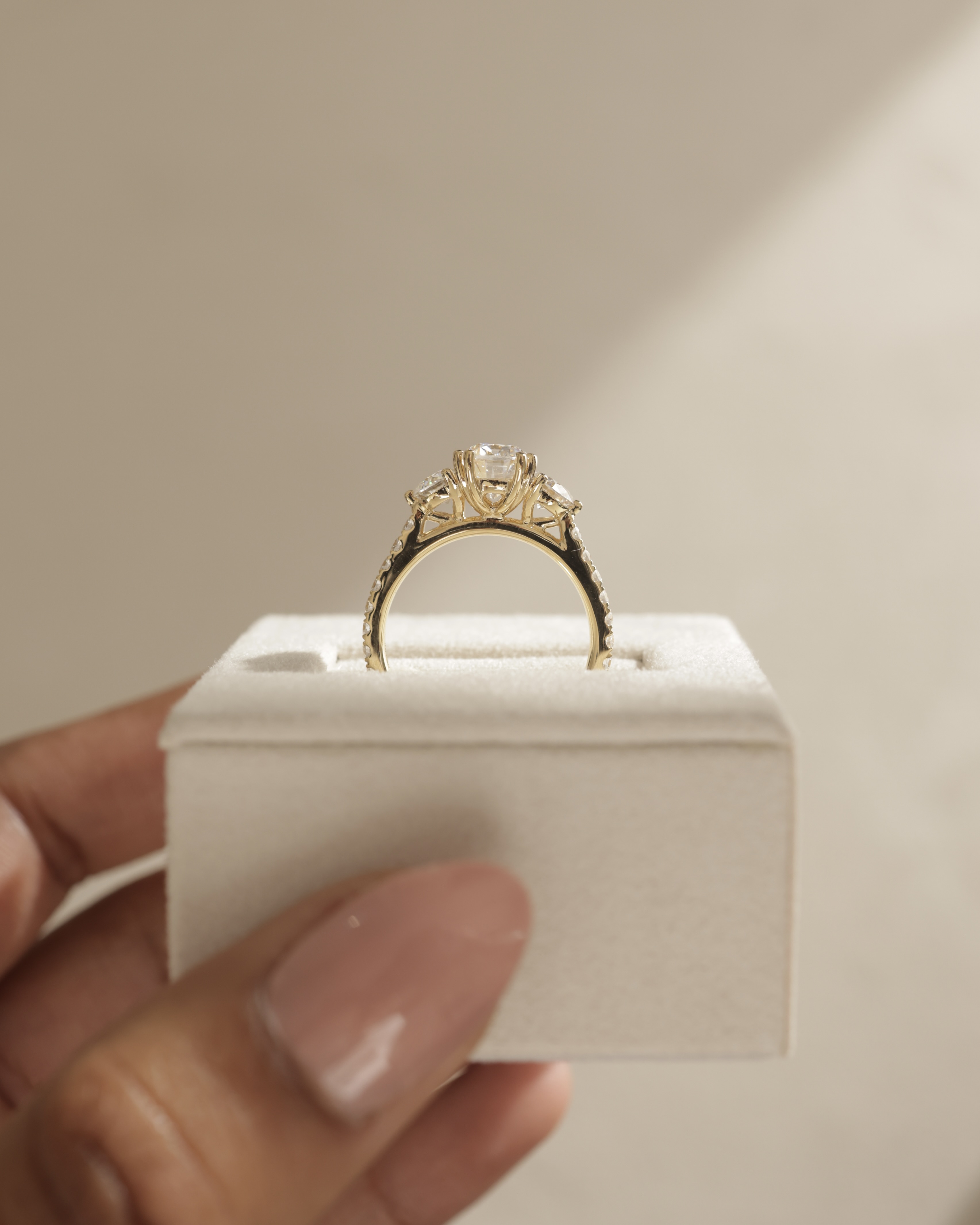 Meghan  Cushion Trilogy with Pave Lifestyle Image