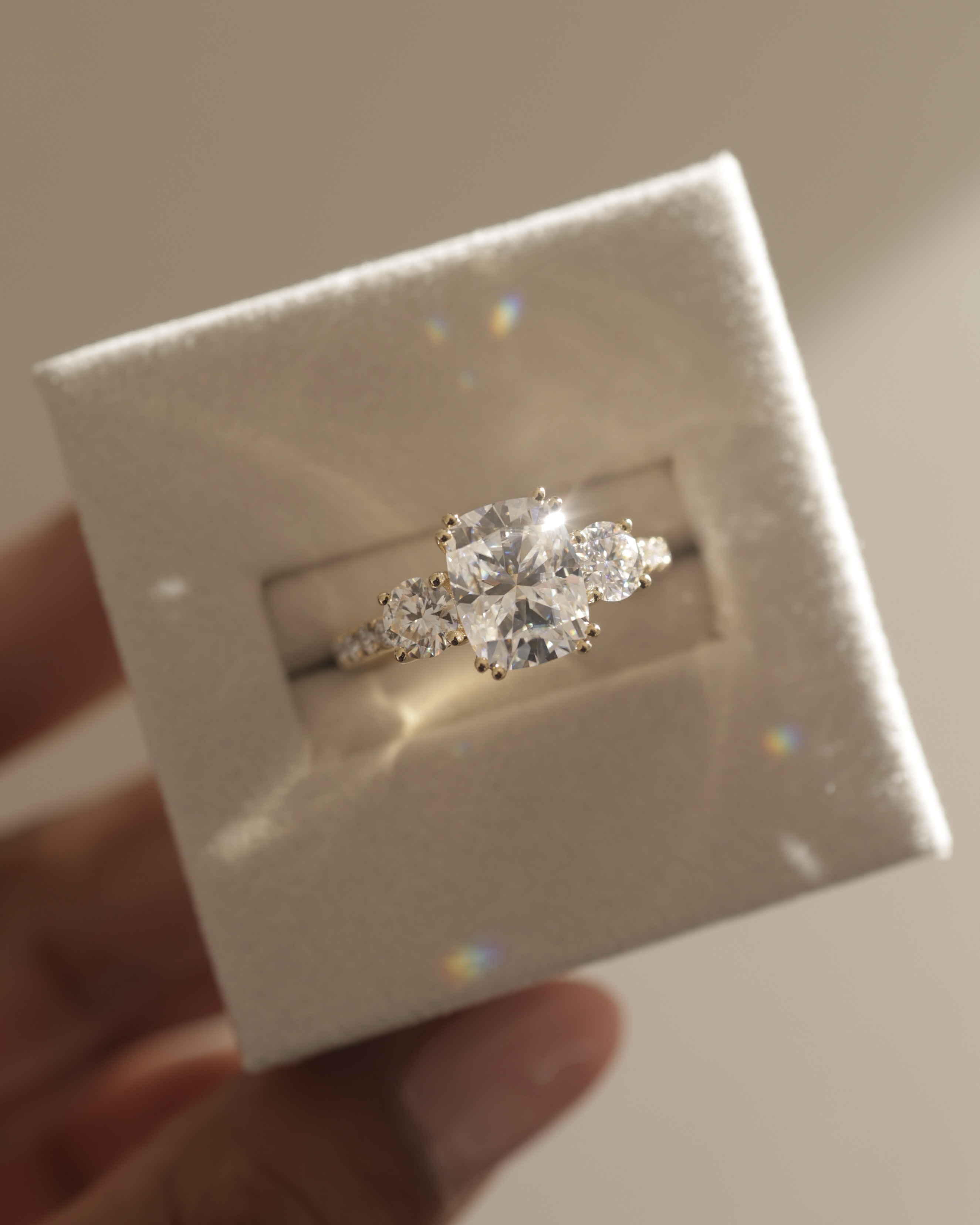 Meghan  Cushion Trilogy with Pave Lifestyle Image