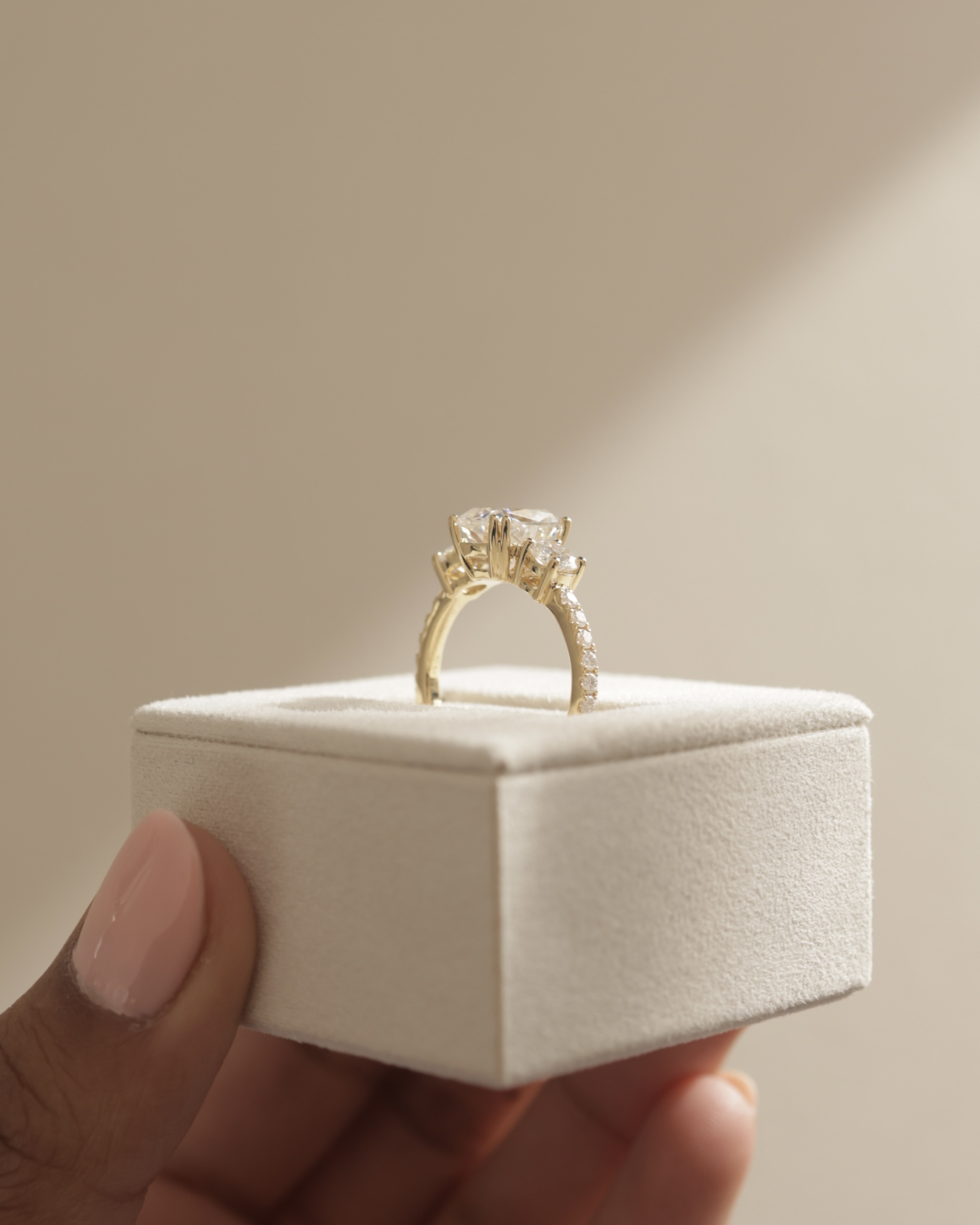 Meghan  Cushion Trilogy with Pave Lifestyle Image