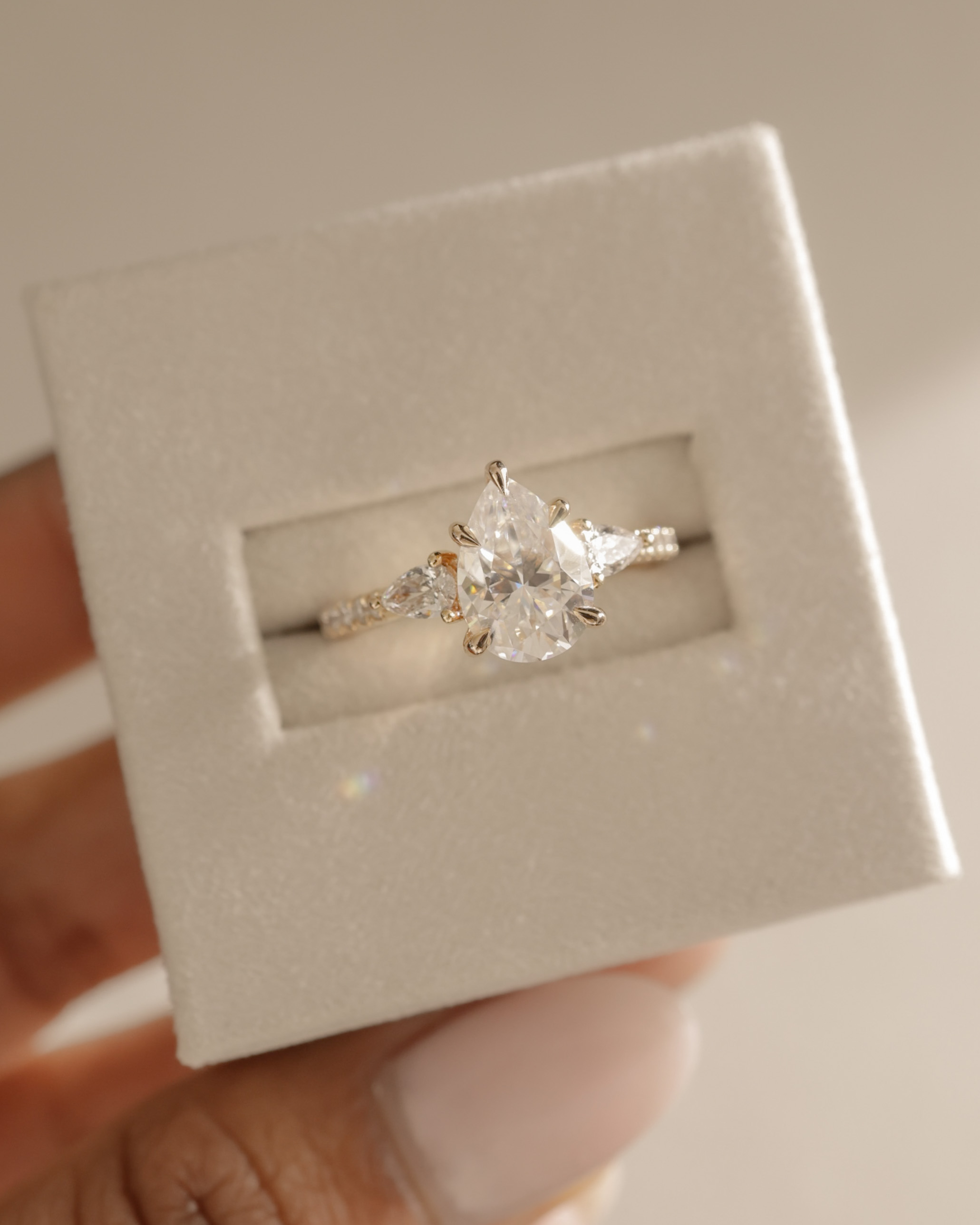 Mia  Pear Trilogy with Pave Lifestyle Image