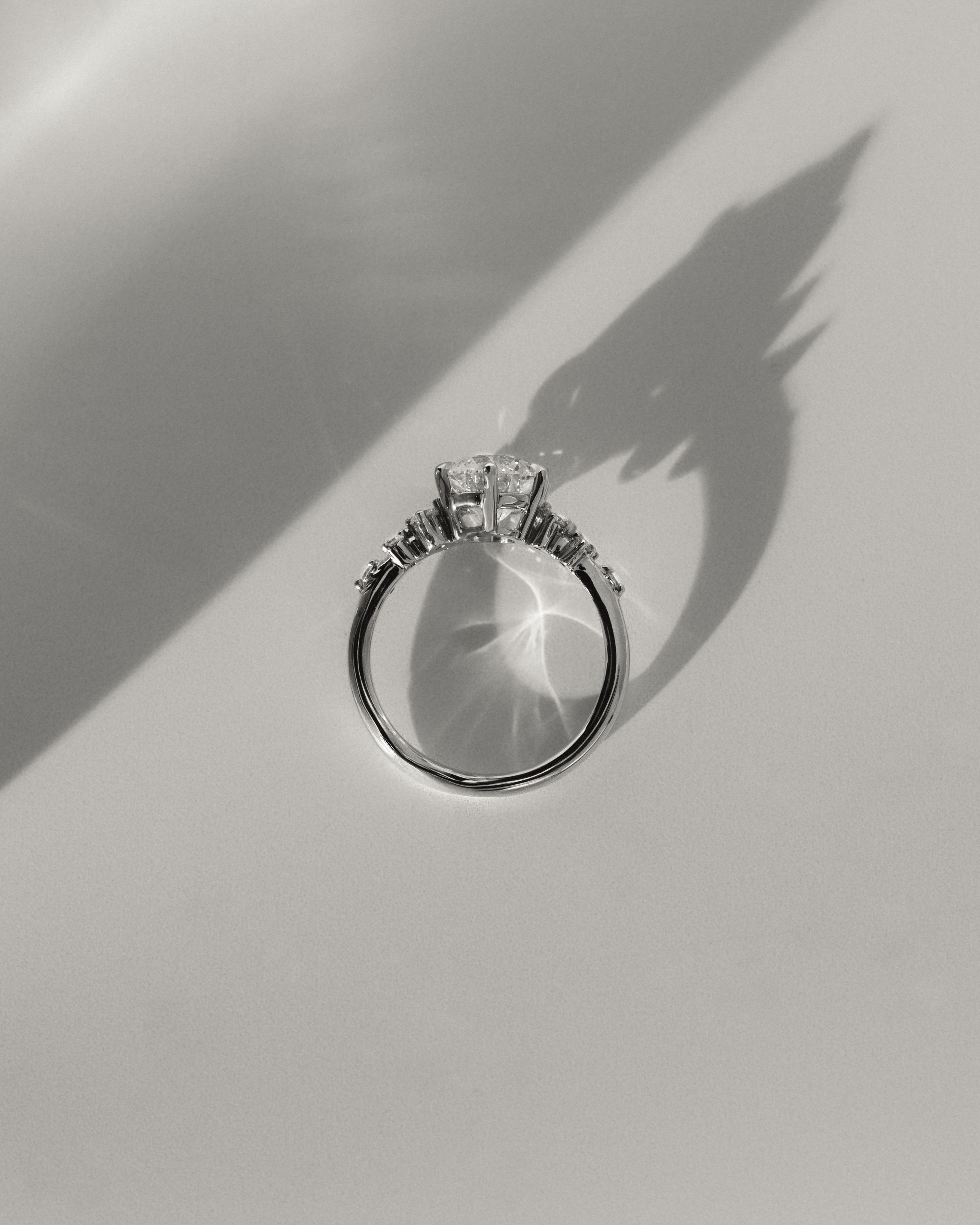 Molly - 6 Claw Round Solitaire with Accent Stones Lifestyle Image