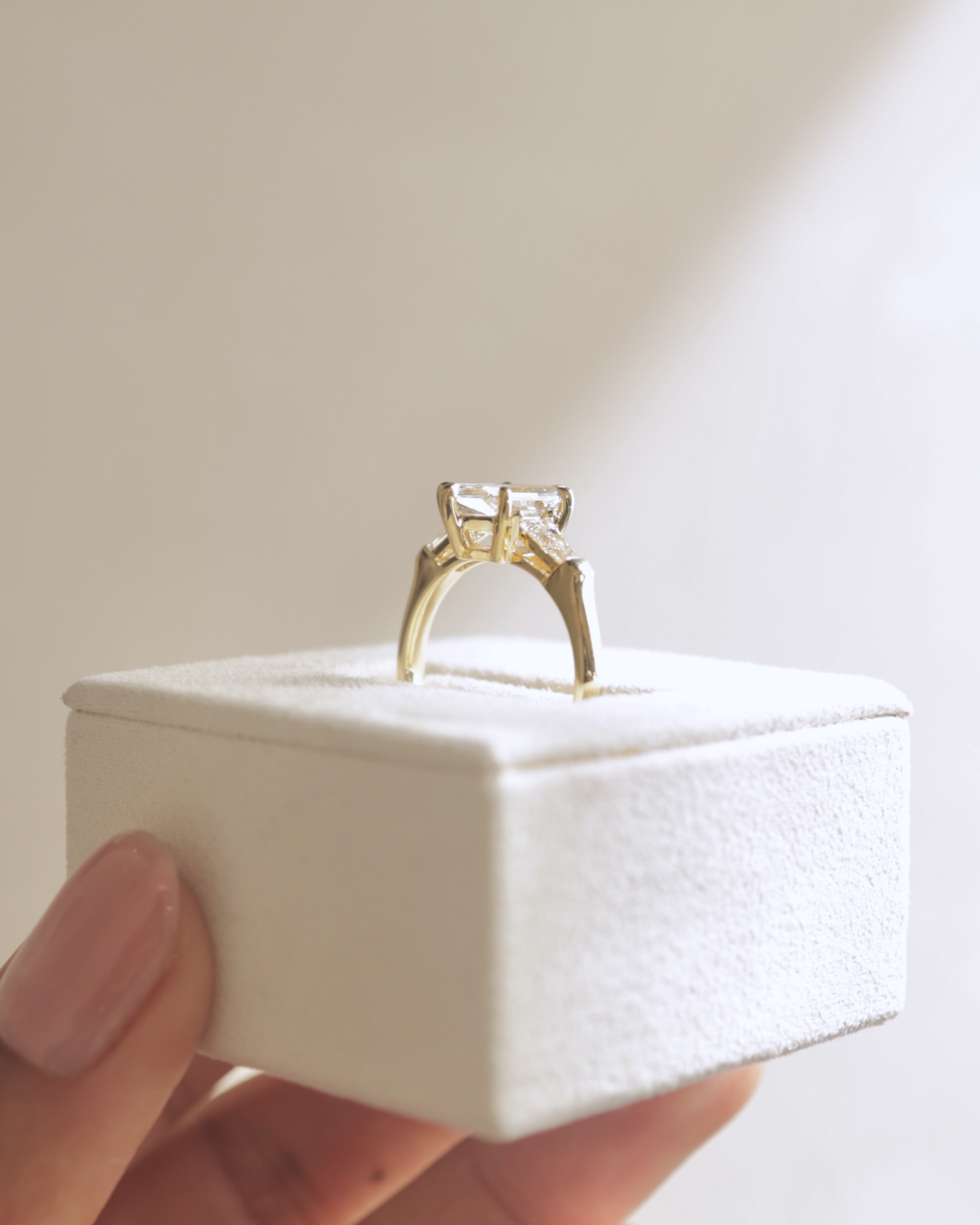 Myrtle - Elongated Hexagon Trilogy with Tapered Baguette Side Stones Lifestyle Image