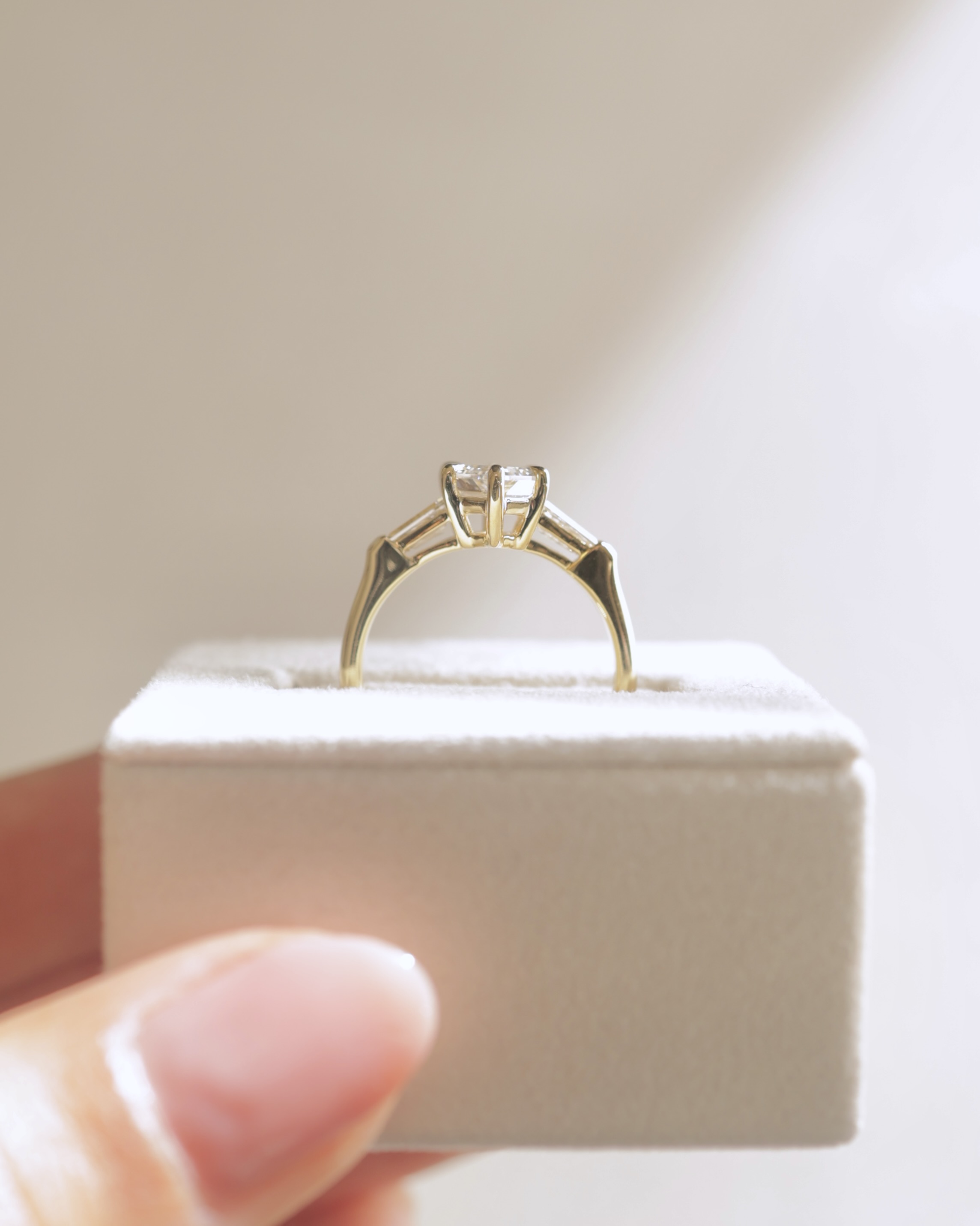 Myrtle - Elongated Hexagon Trilogy with Tapered Baguette Side Stones Lifestyle Image