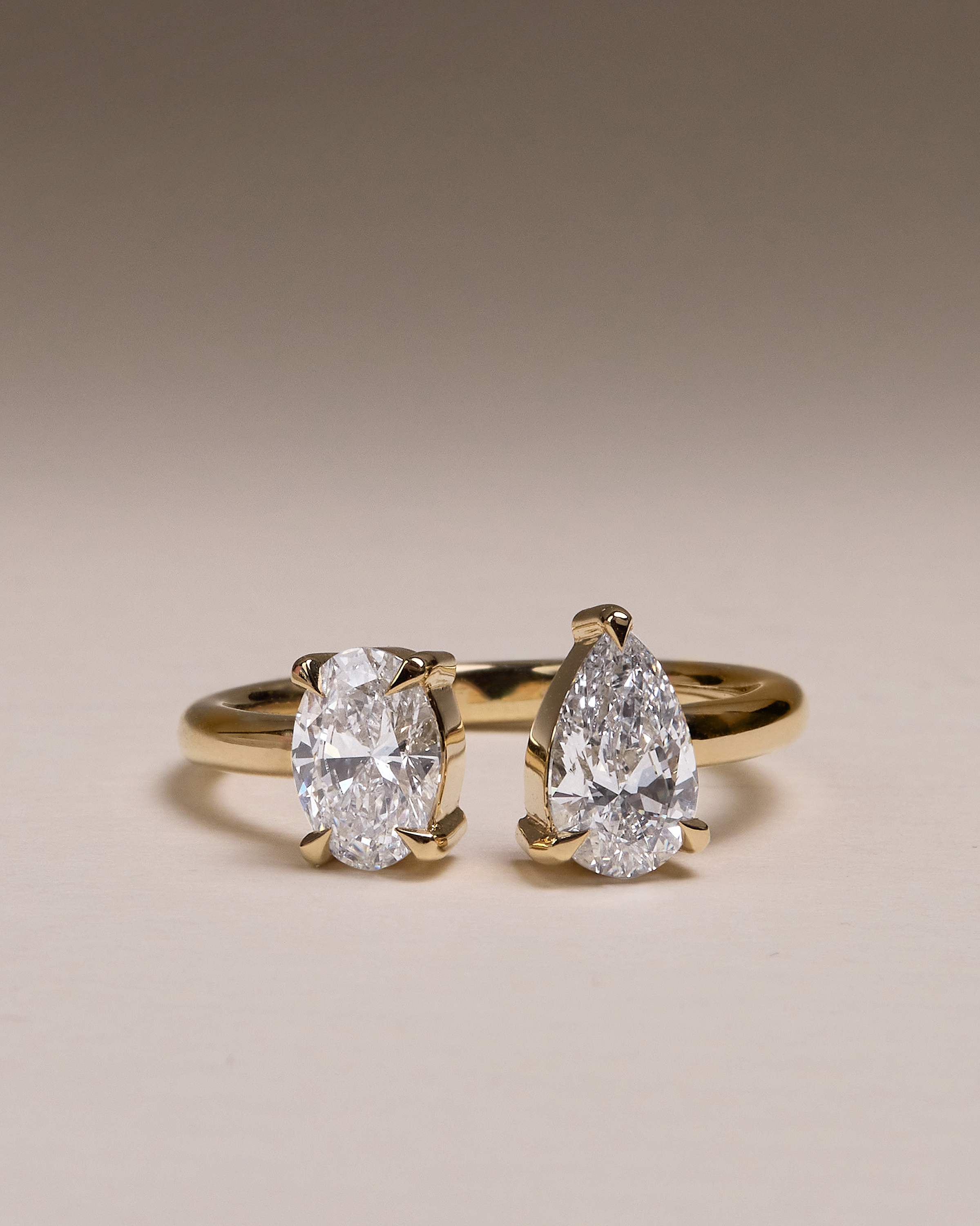 Nadia - Pear and Oval Open Band Toi et Moi Lifestyle Image