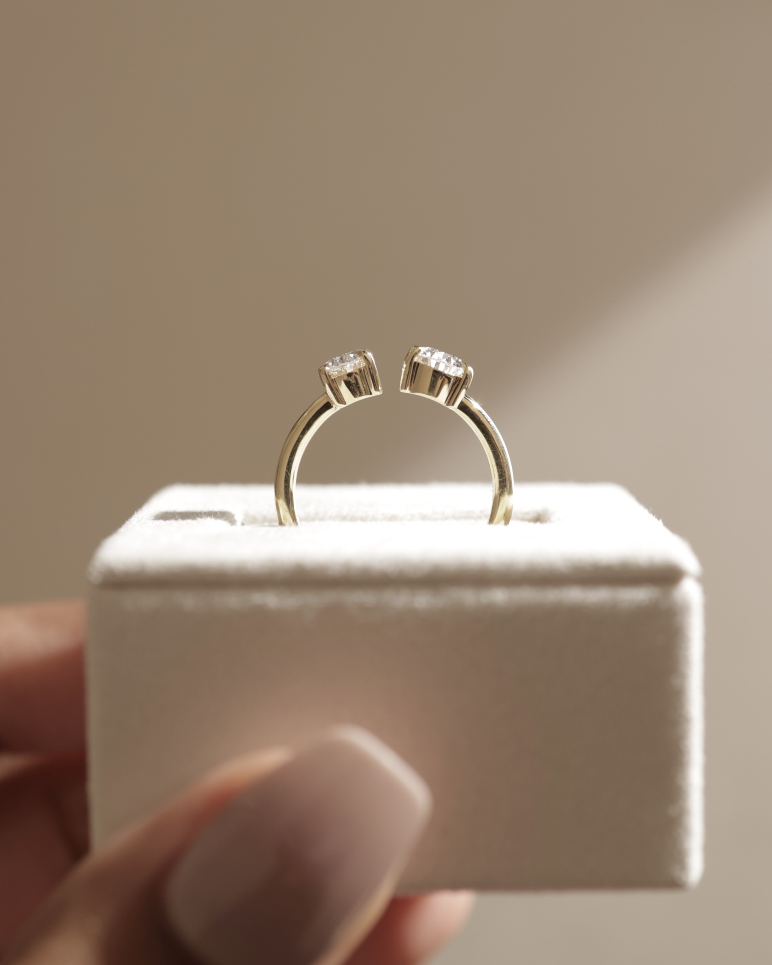 Nadia - Pear and Oval Open Band Toi et Moi Lifestyle Image