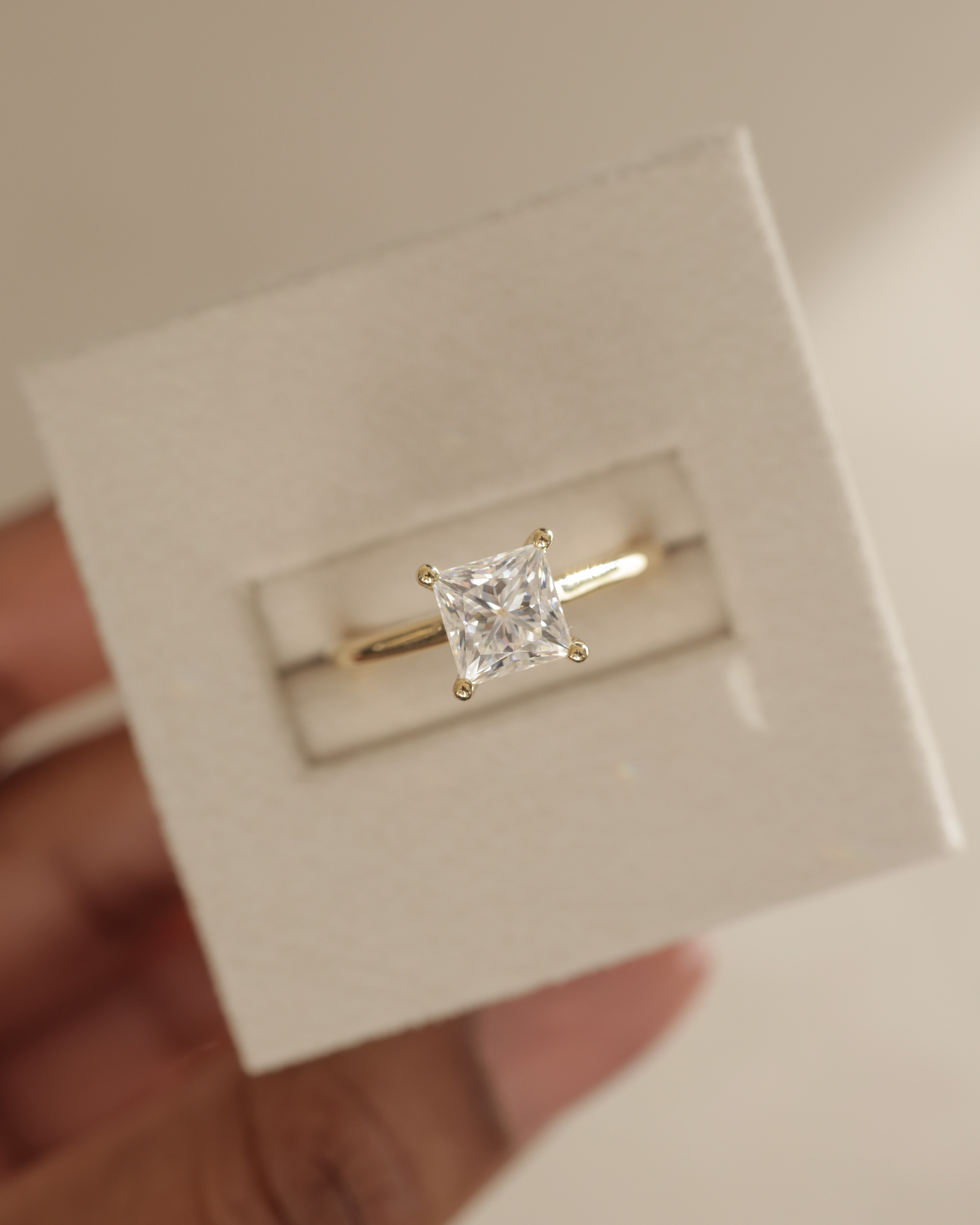 Natalie  Cathedral Princess Solitaire with Hidden Halo Lifestyle Image