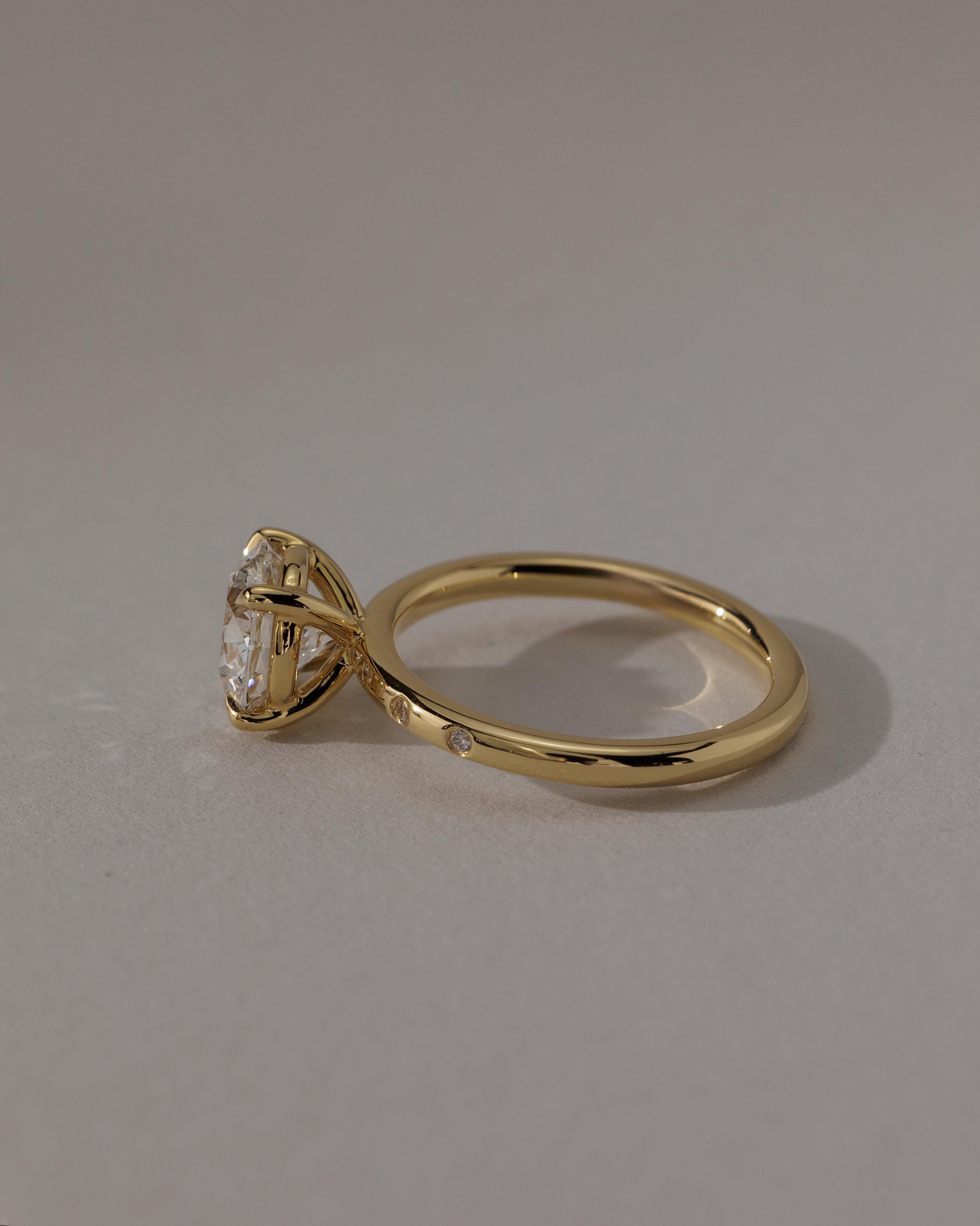 Nekija - 4 Claw Round Solitaire with Accent Stones Lifestyle Image