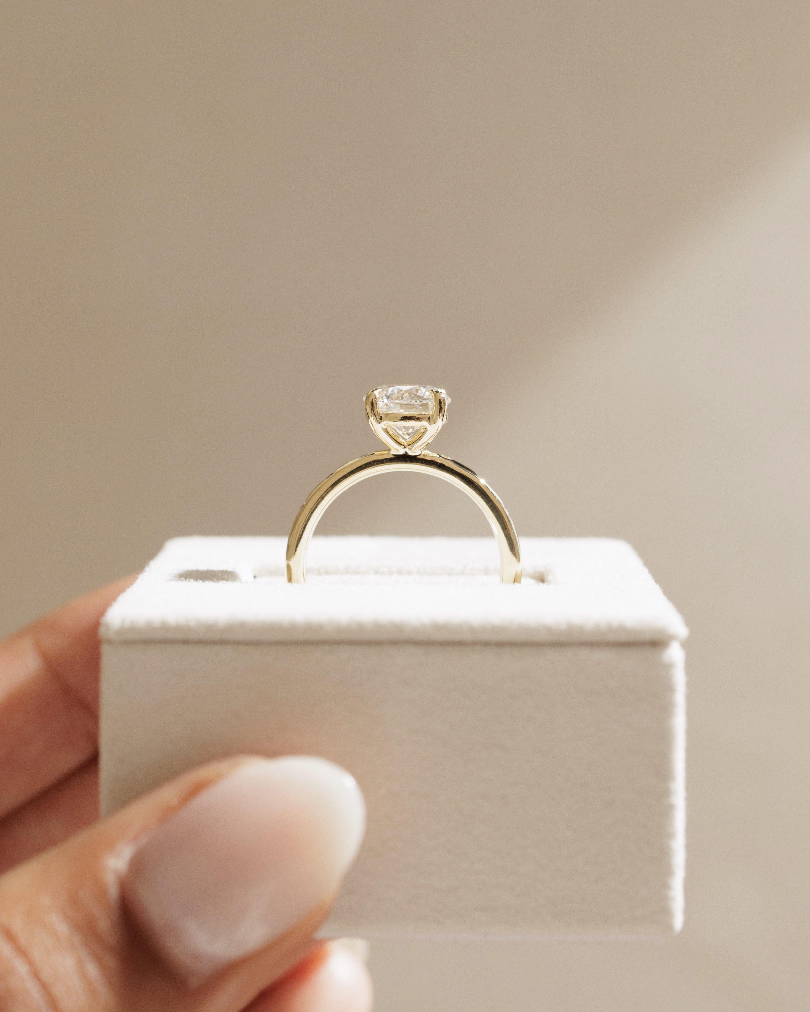 Nekija - 4 Claw Round Solitaire with Accent Stones Lifestyle Image