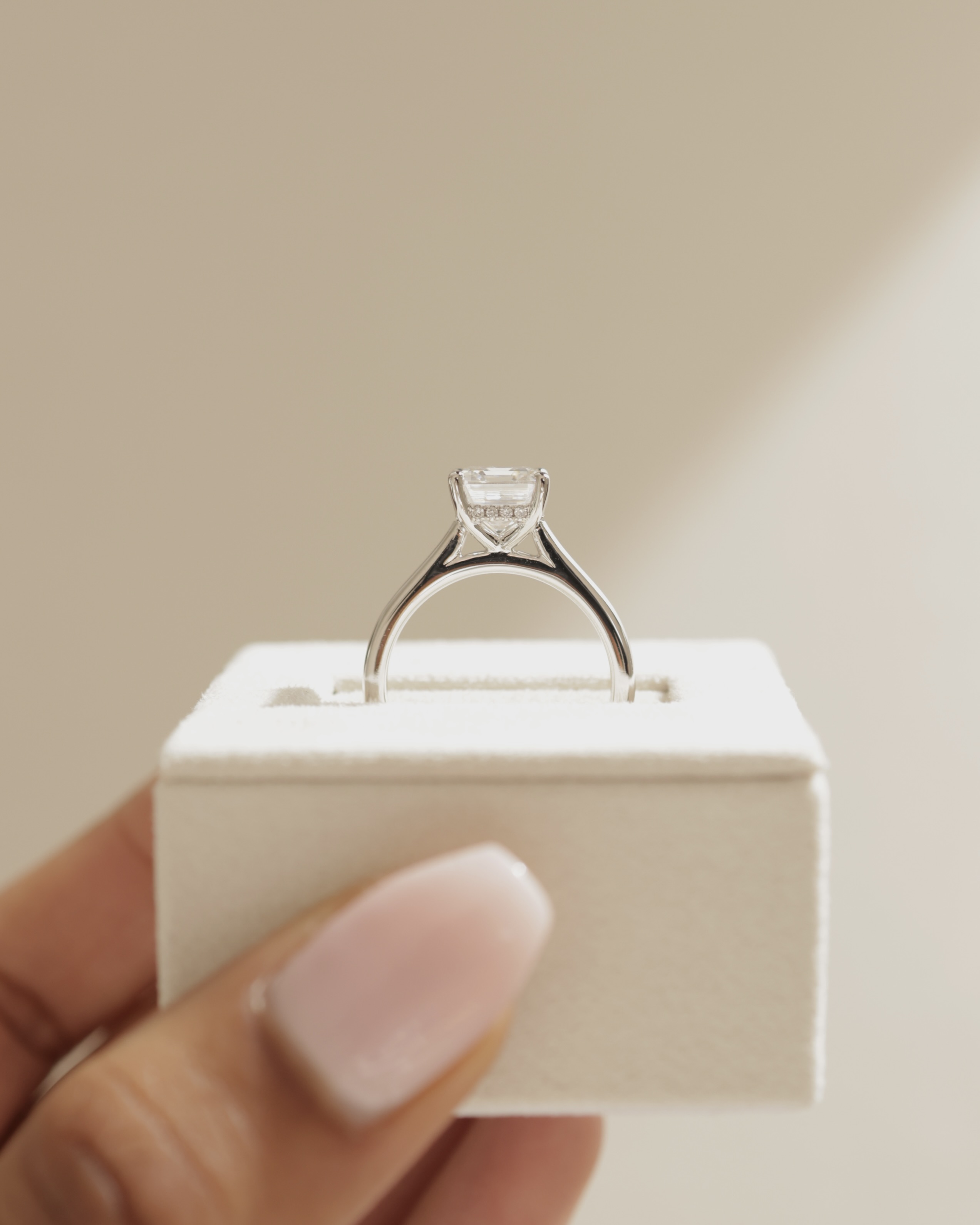 Nia - 4 Claw Asscher Solitaire with Hidden Halo Lifestyle Image