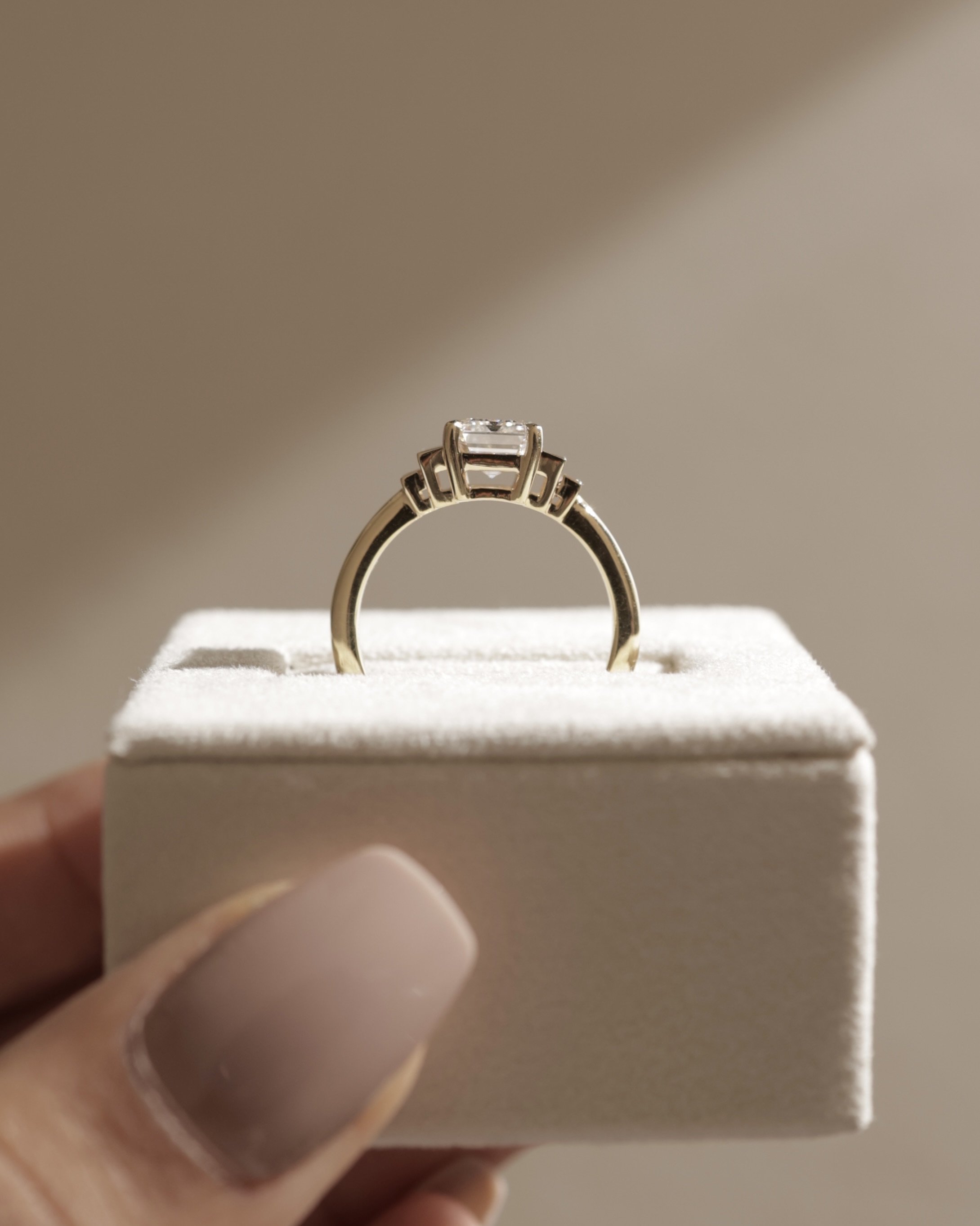 Nina - Emerald Trilogy with Baguette Side Stones Lifestyle Image