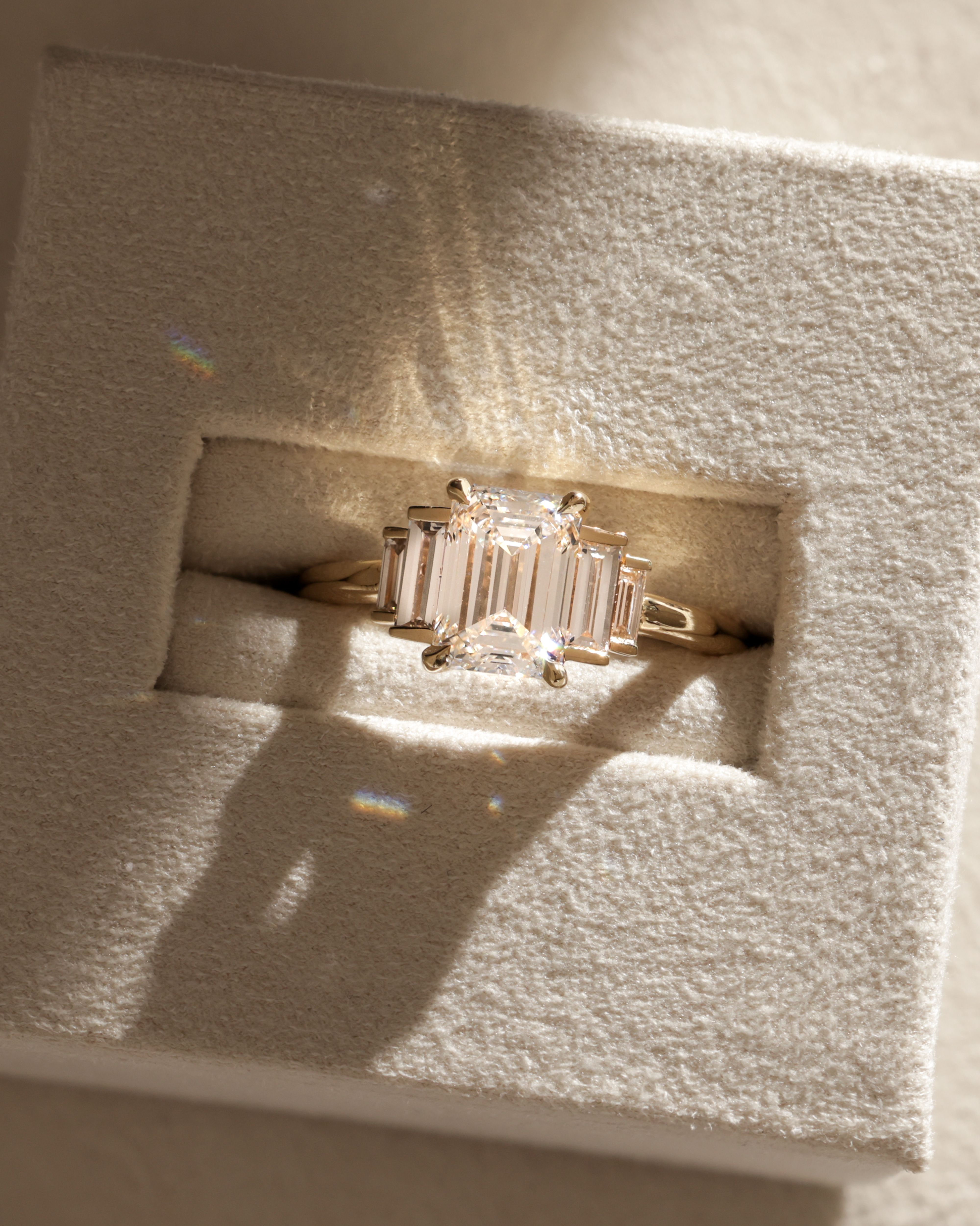 Nina - Emerald Trilogy with Baguette Side Stones Lifestyle Image