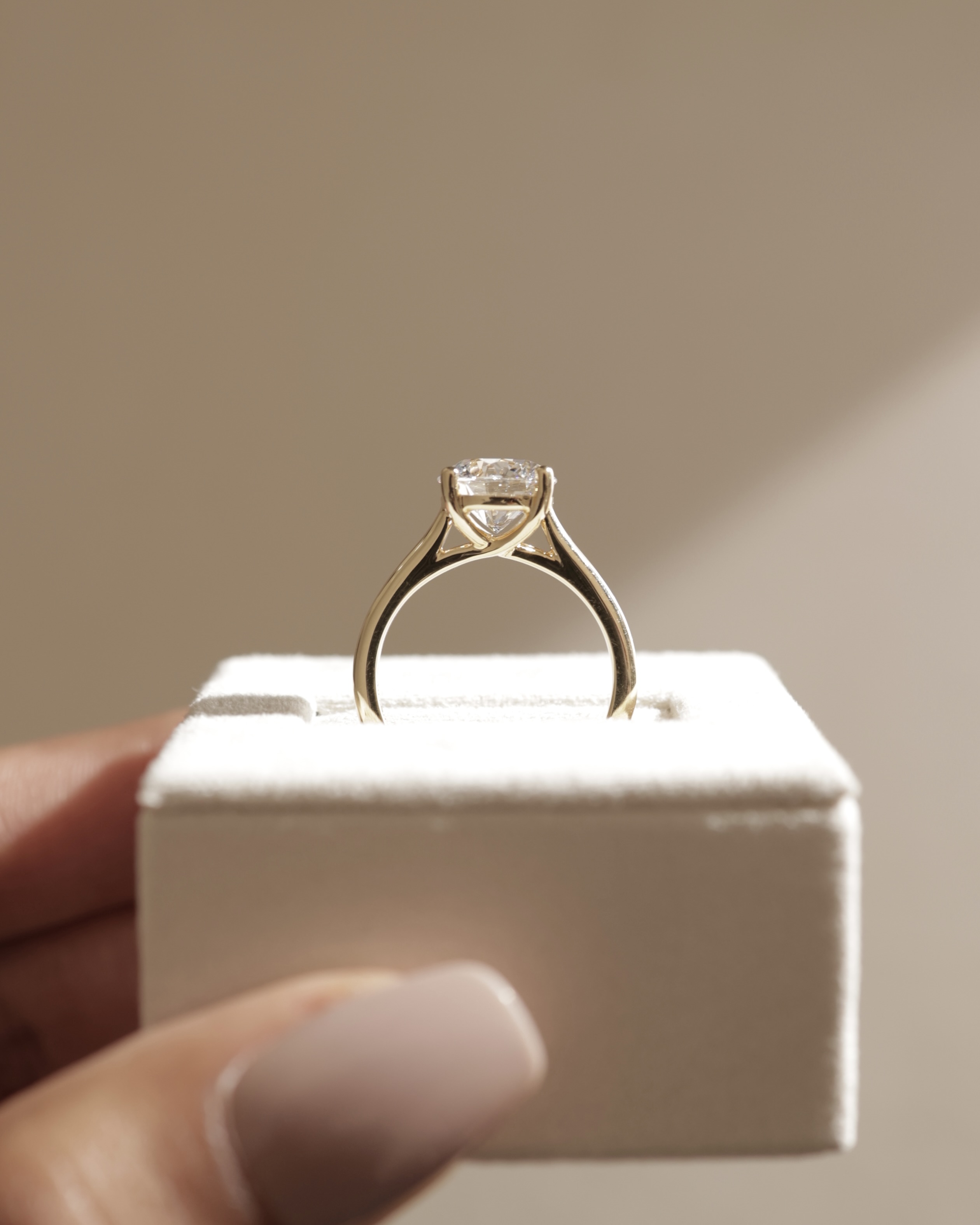 Noelle - 4 Claw Cathedral Round Solitaire Lifestyle Image