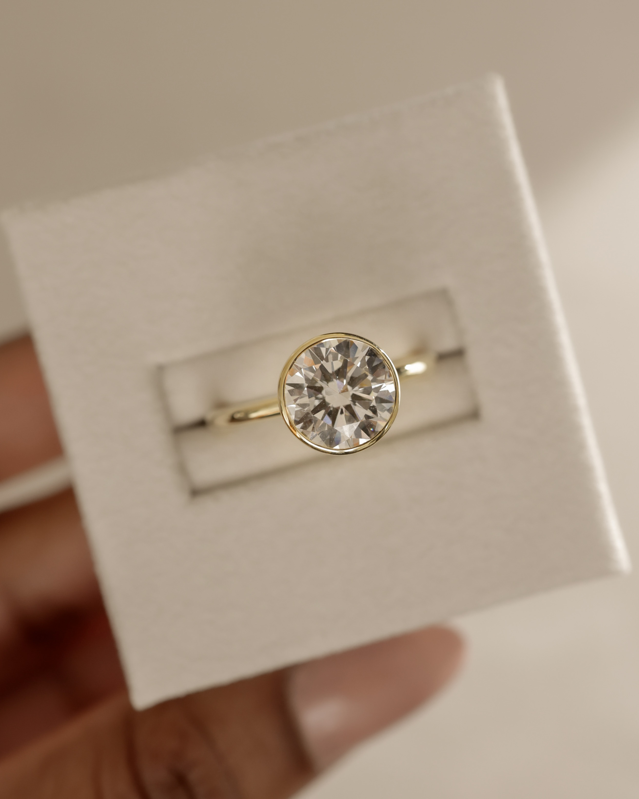 Ophelia - Bezel Set Round Solitaire Lifestyle Image