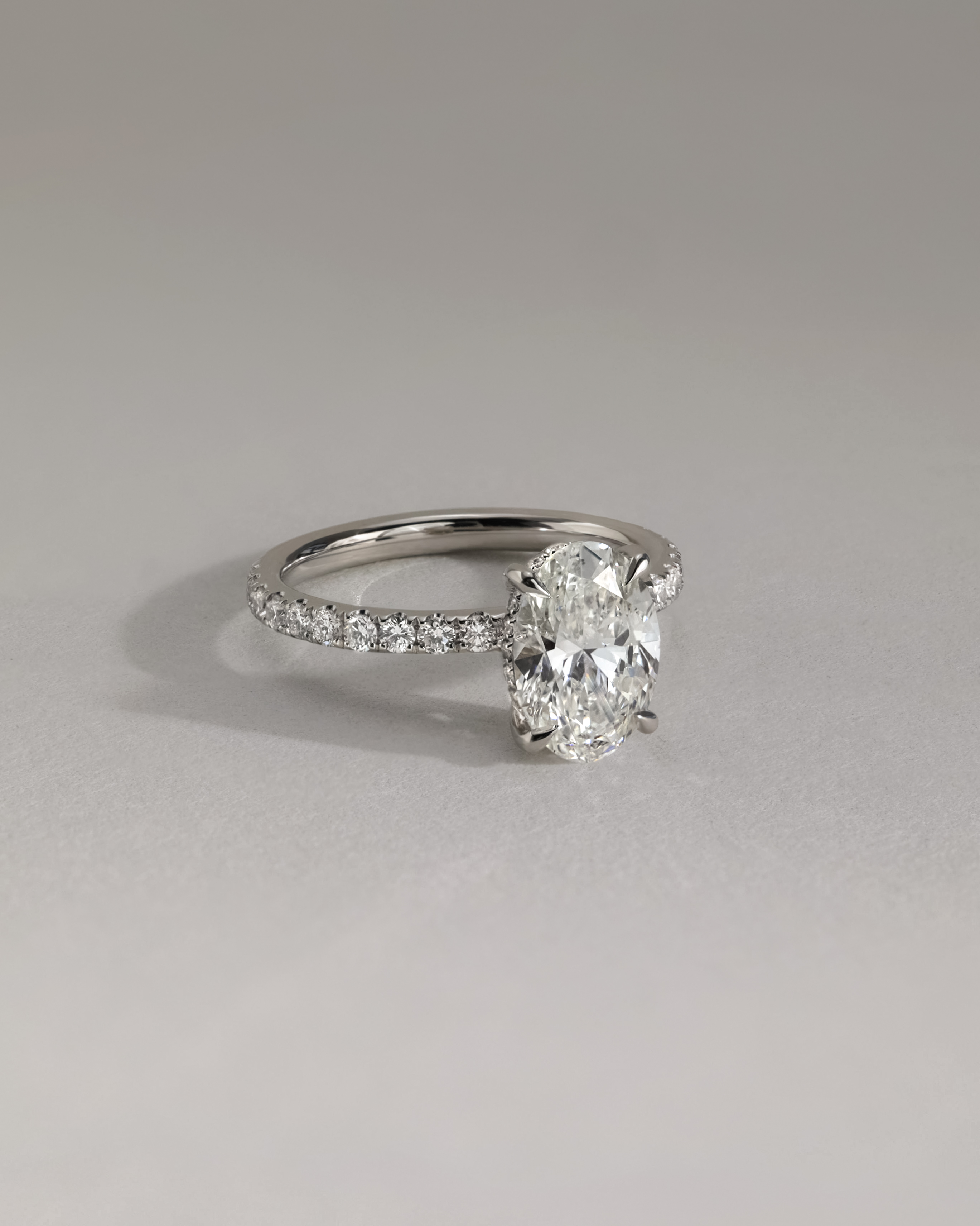 Paige  Oval Solitaire with Hidden Halo and Pave Lifestyle Image